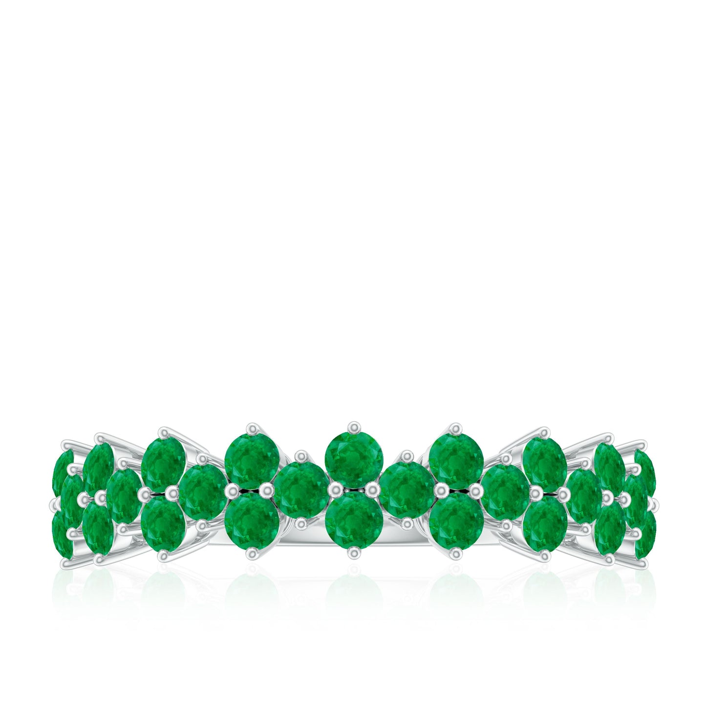Certified Real Emerald Half Eternity Anniversary Ring
