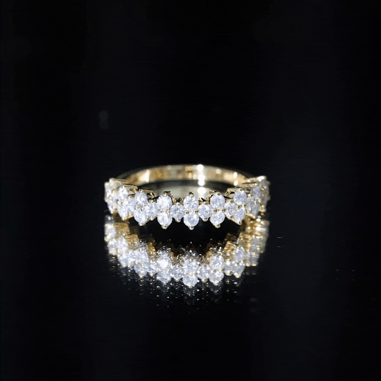 Round Moissanite Cluster Eternity Wedding Band