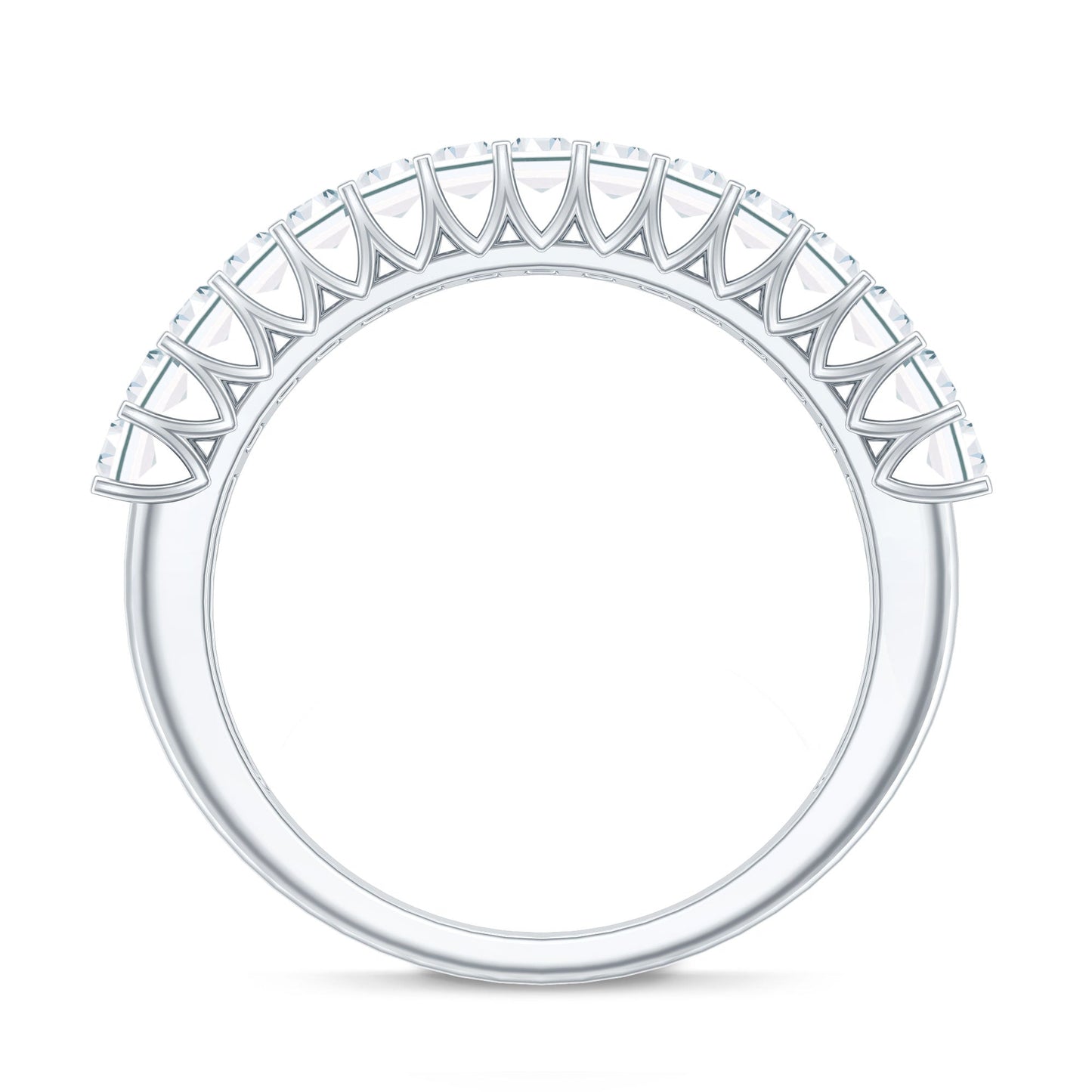 Baguette Cut Certified Moissanite Half Eternity Band Ring