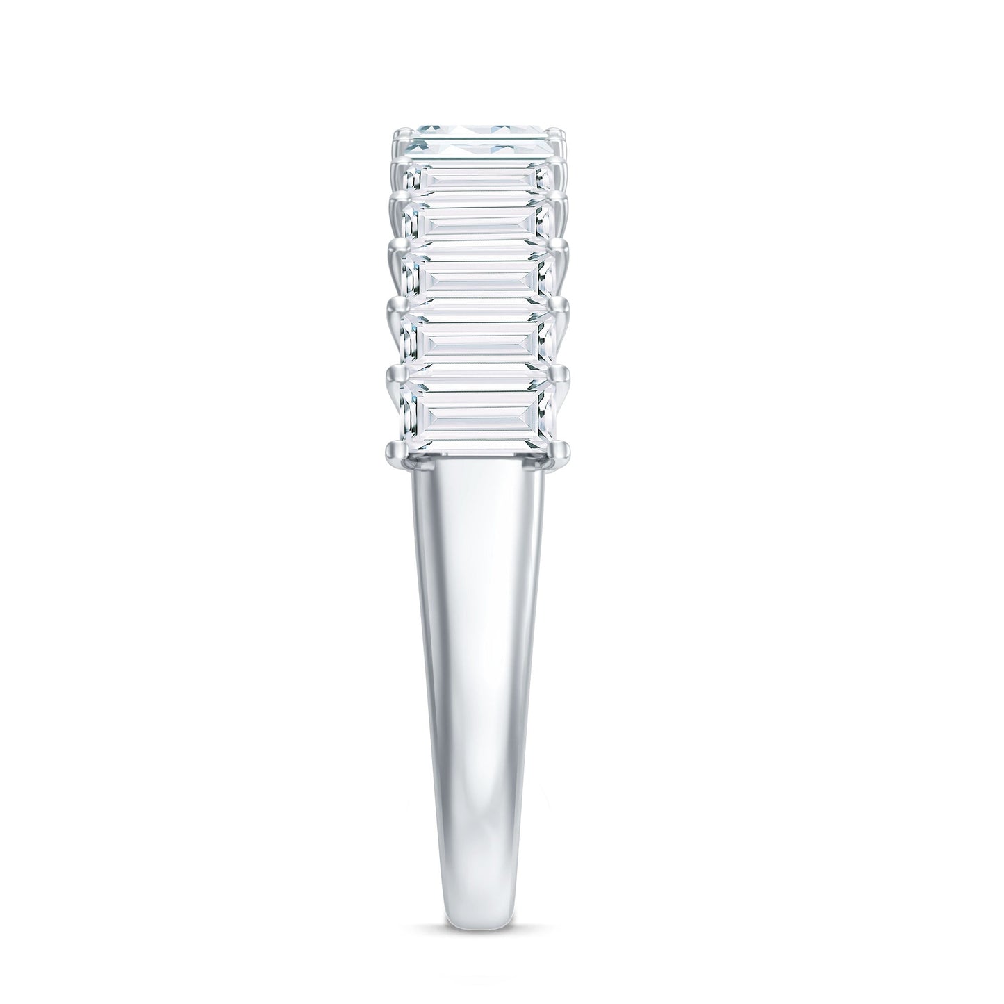 Baguette Cut Certified Moissanite Half Eternity Band Ring