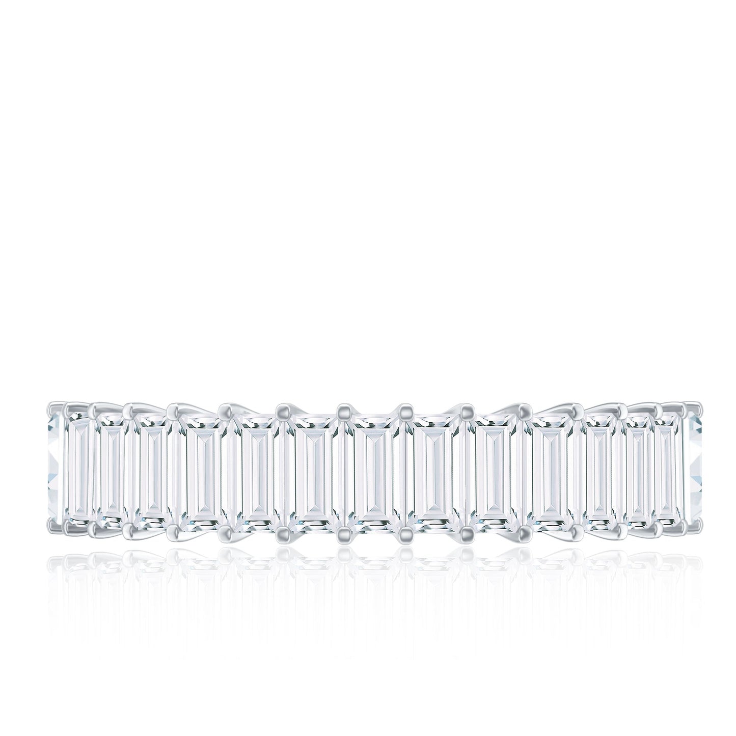 Baguette Cut Certified Moissanite Half Eternity Band Ring