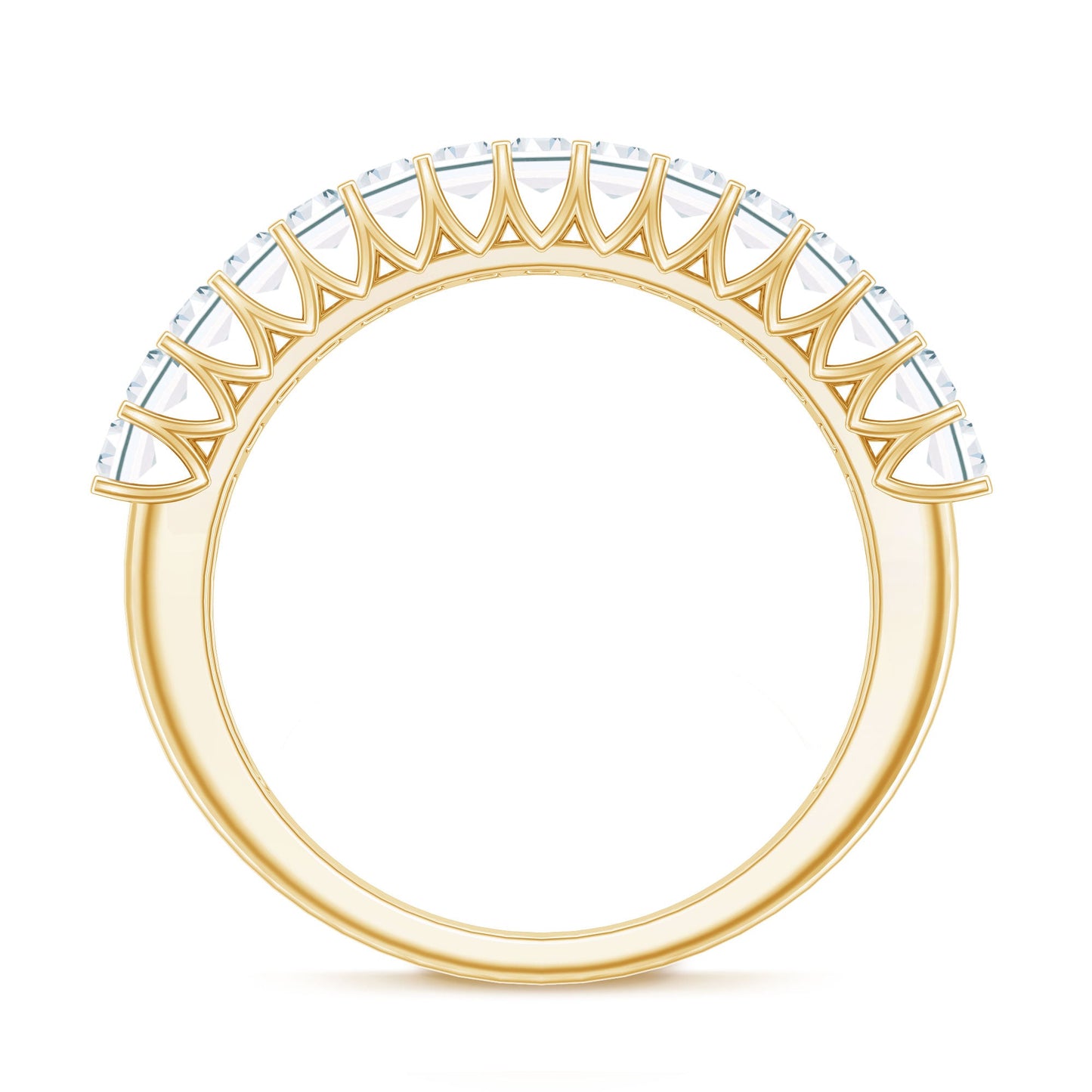 Baguette Cut Certified Moissanite Half Eternity Band Ring