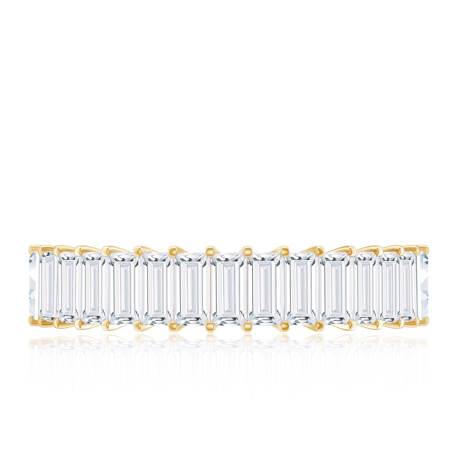 Baguette Cut Certified Moissanite Half Eternity Band Ring