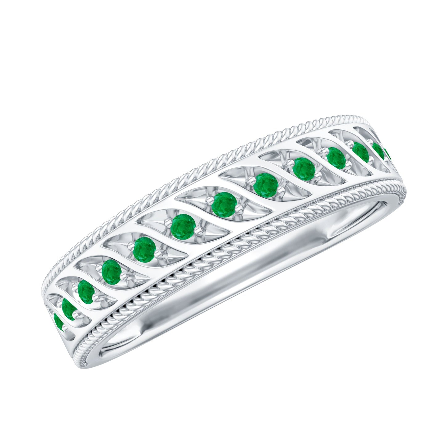 Genuine Emerald Vintage Inspired Eternity Band