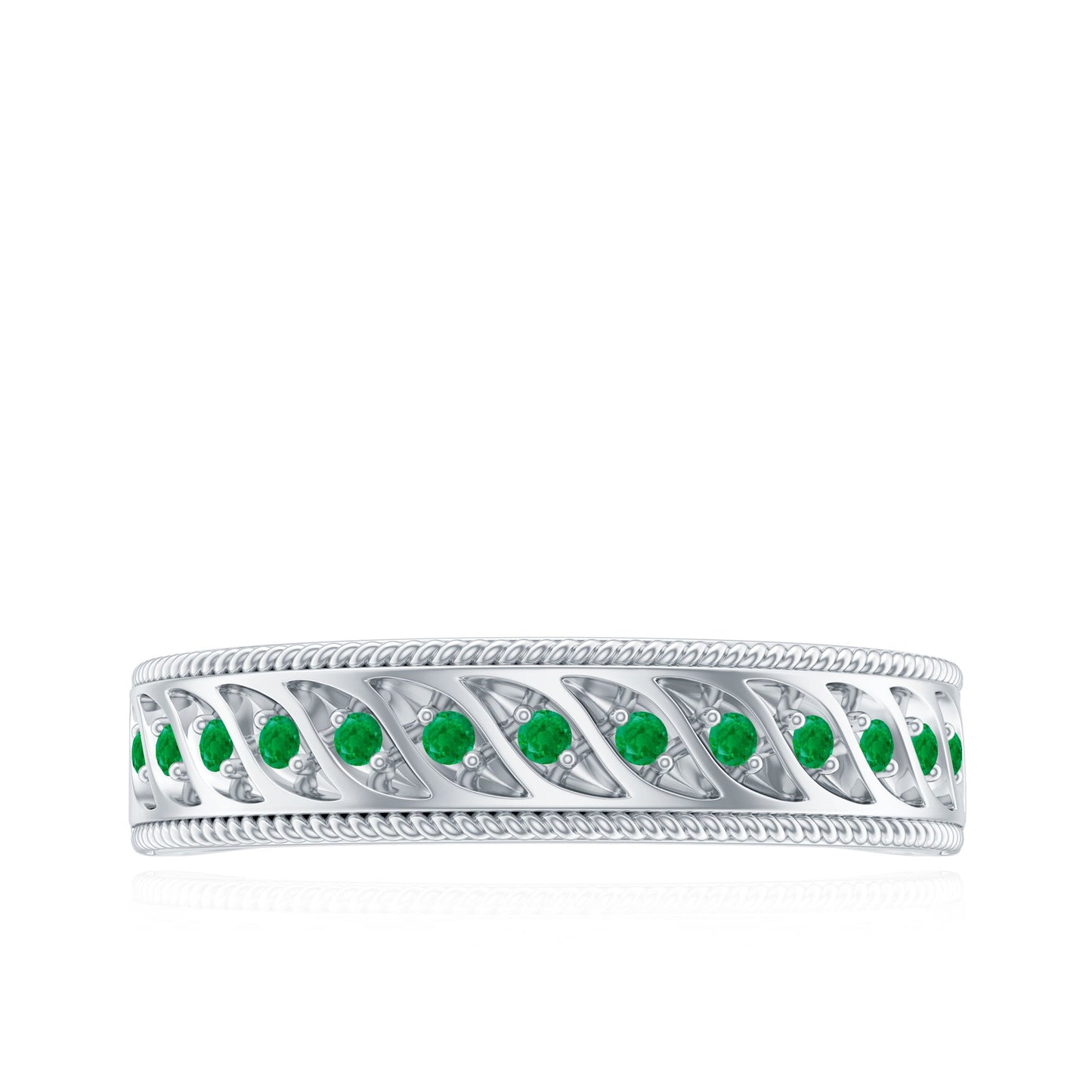 Genuine Emerald Vintage Inspired Eternity Band