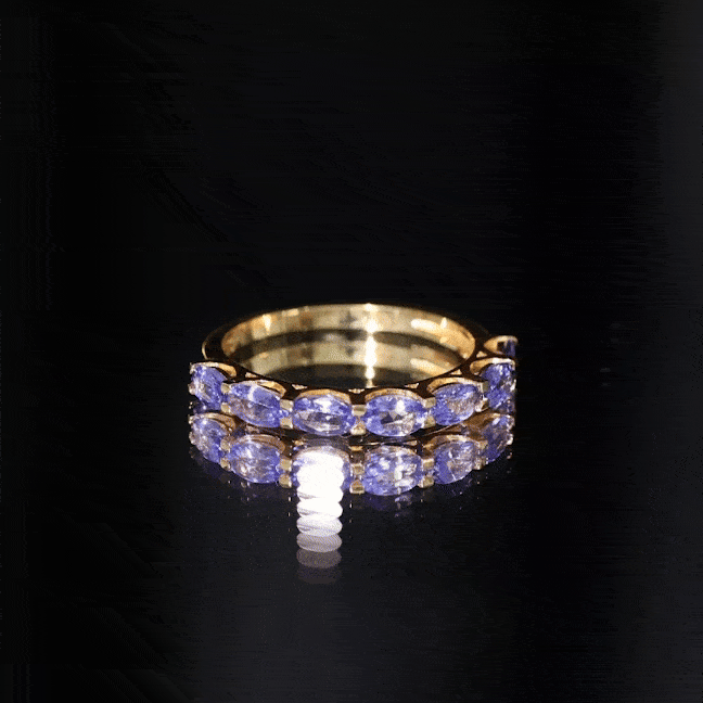 Oval Shape Tanzanite East West Eternity Band Ring