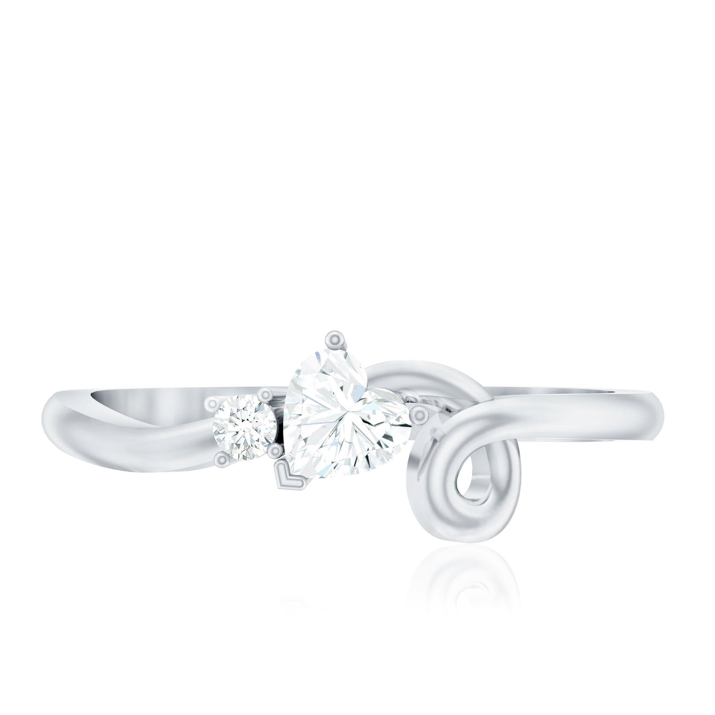 Certified Moissanite Heart Promise Ring with Twisted Shank