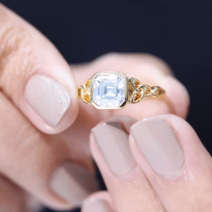 Asscher Cut 3 Carat Moissanite Celtic Knot Engagement Ring