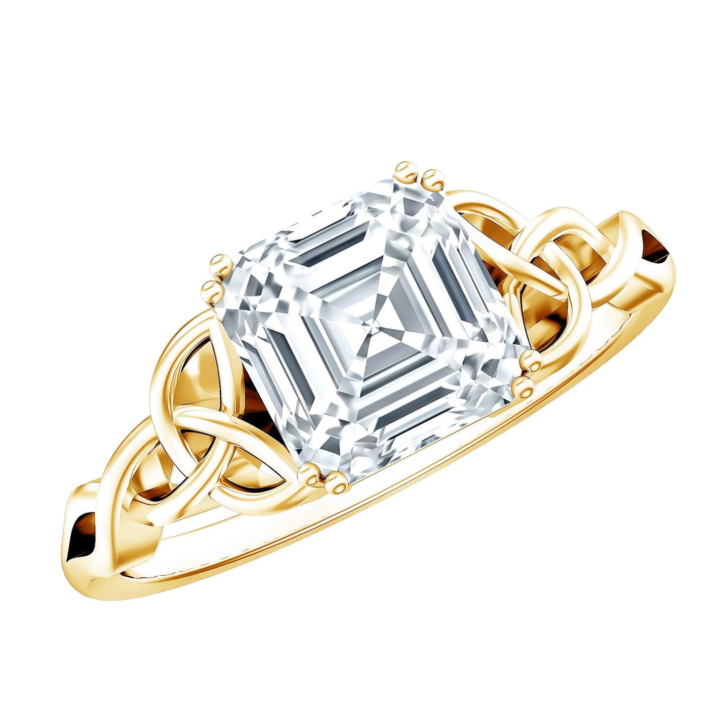 Asscher Cut 3 Carat Moissanite Celtic Knot Engagement Ring