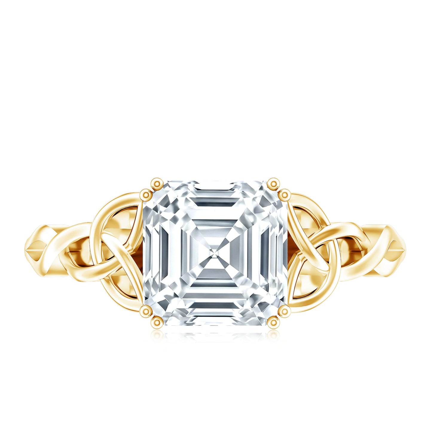 Asscher Cut 3 Carat Moissanite Celtic Knot Engagement Ring
