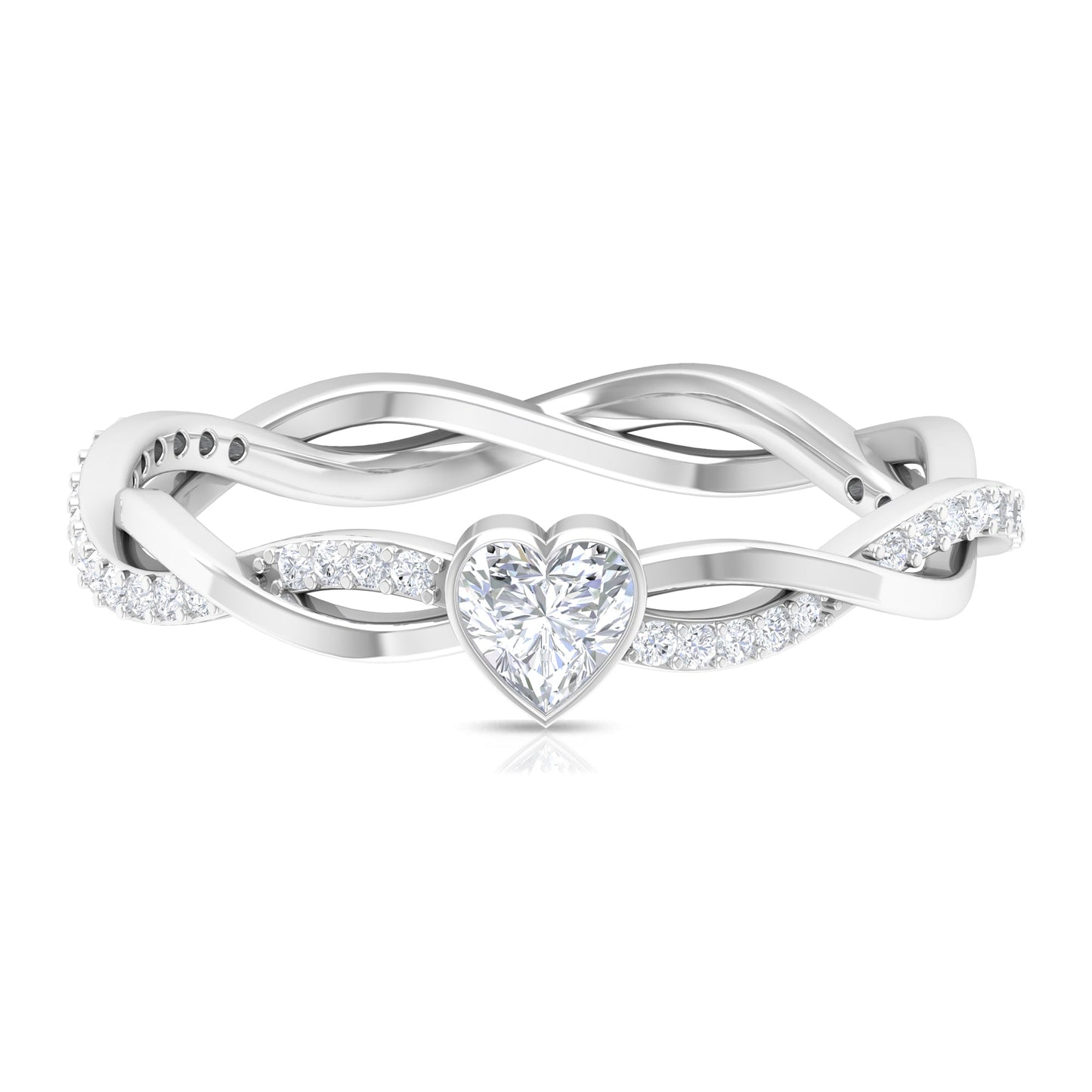 Certified Real Diamond Heart Promise Ring with Braided Shank