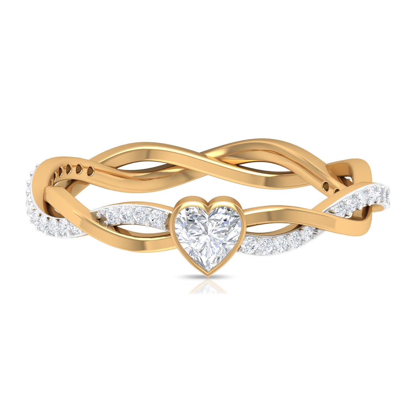 Certified Real Diamond Heart Promise Ring with Braided Shank