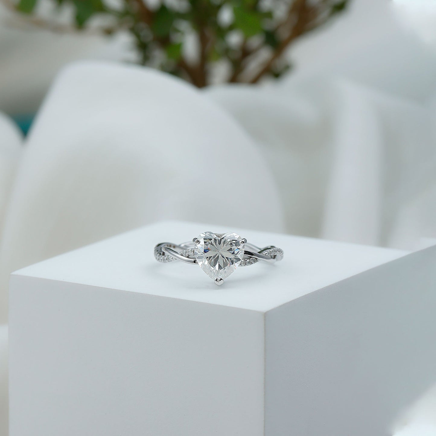 Solitaire Heart Shape Moissanite Braided Engagement Ring
