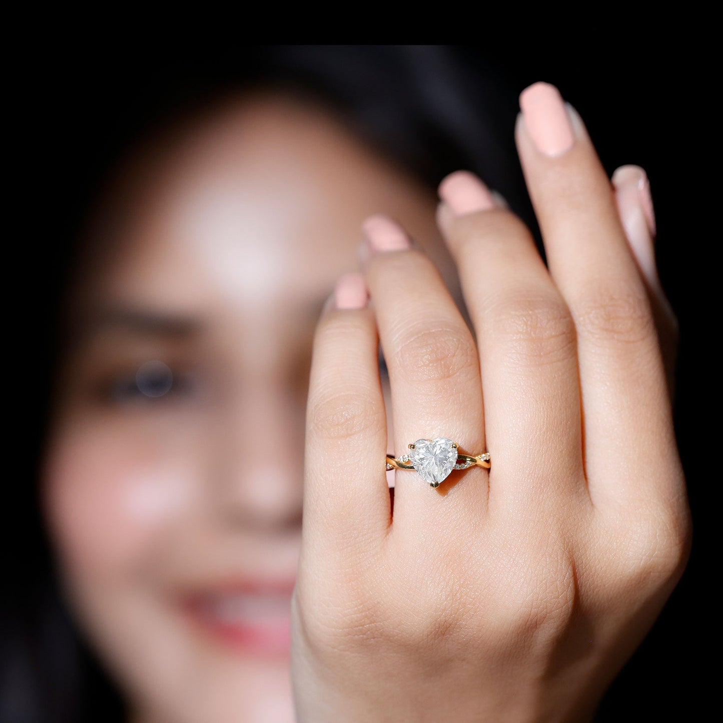 Solitaire Heart Shape Moissanite Braided Engagement Ring