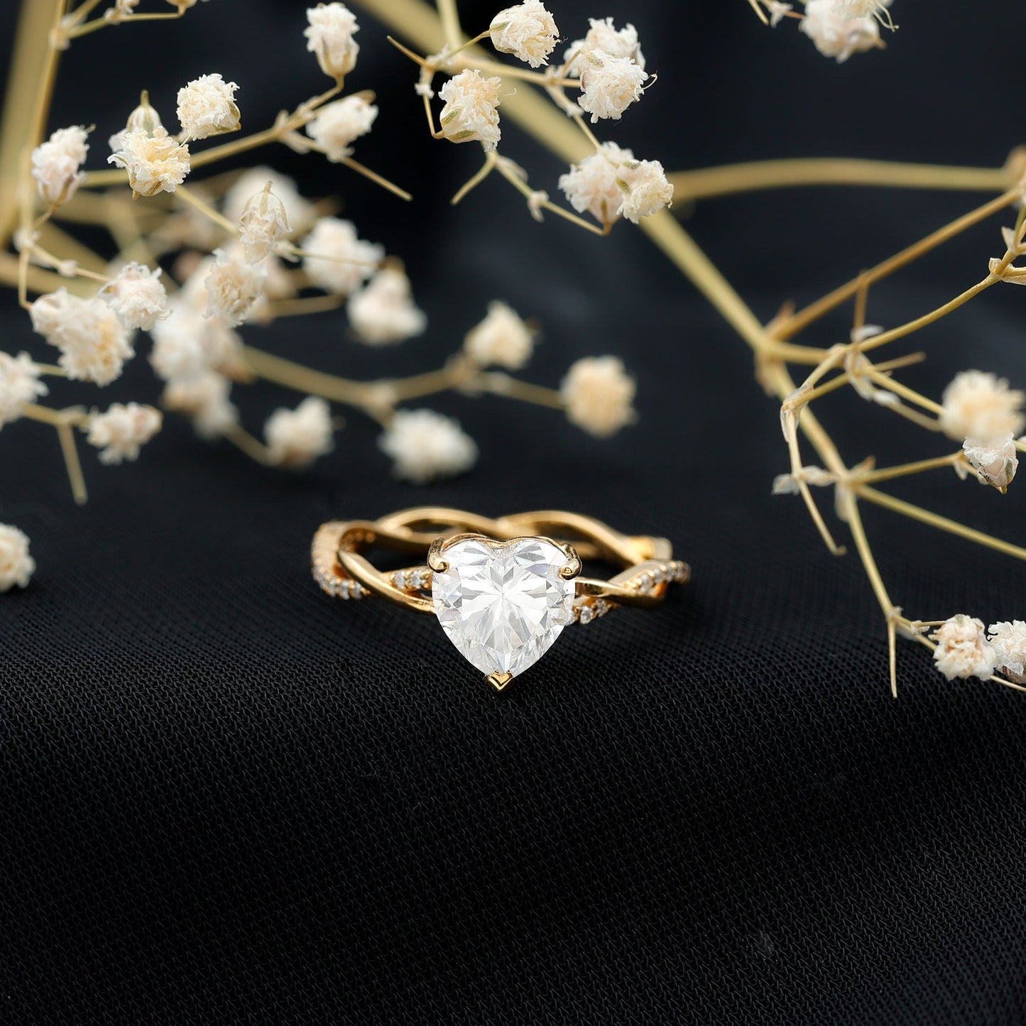 Solitaire Heart Shape Moissanite Braided Engagement Ring