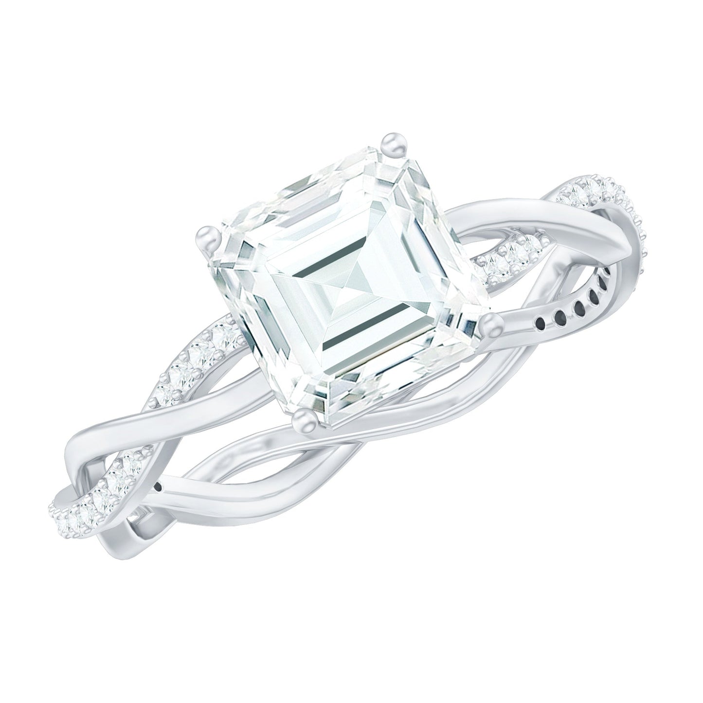 Solitaire Moissanite Asscher Cut Engagement Ring