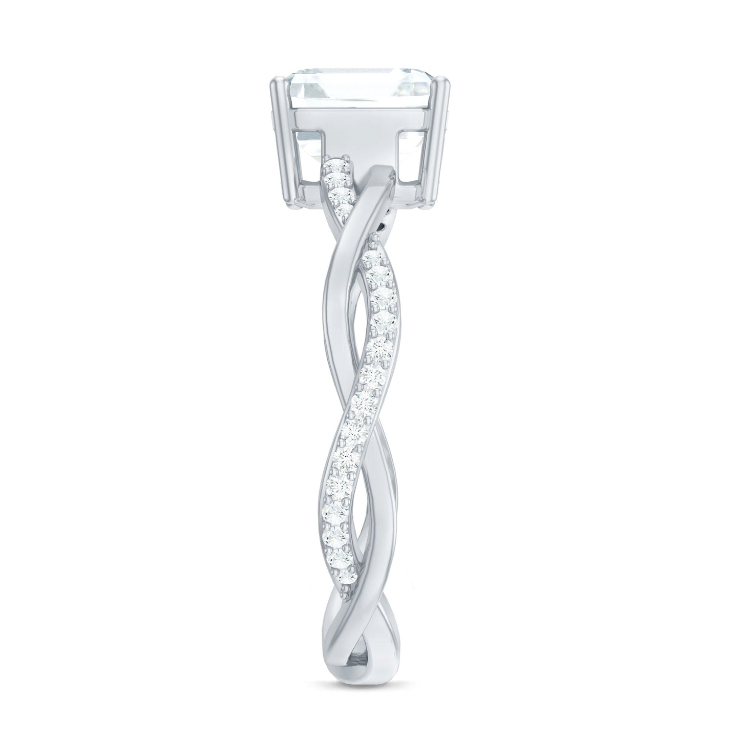 Solitaire Moissanite Asscher Cut Engagement Ring