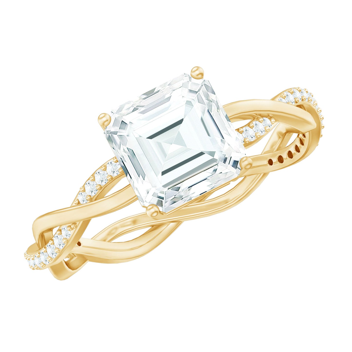 Solitaire Moissanite Asscher Cut Engagement Ring