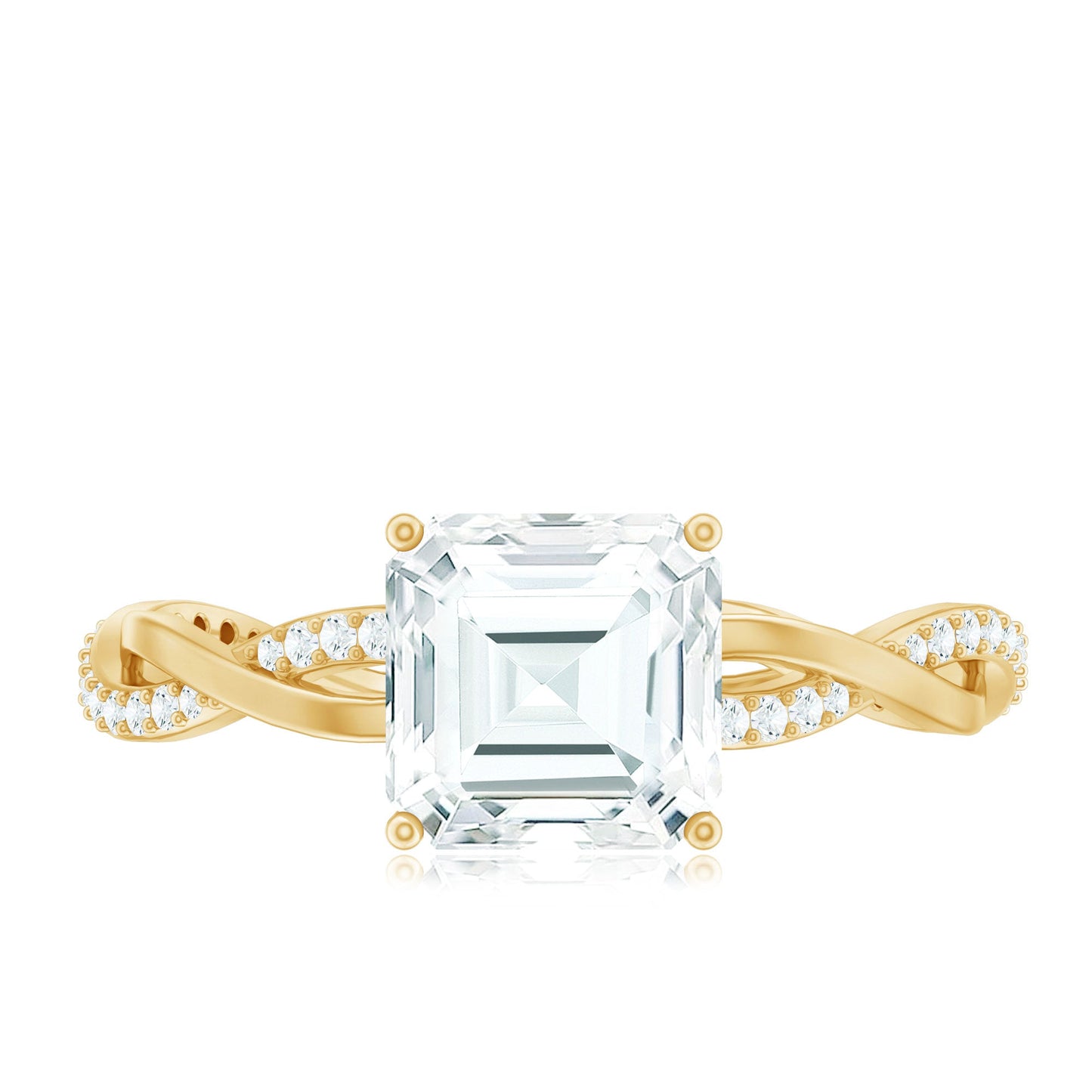 Solitaire Moissanite Asscher Cut Engagement Ring