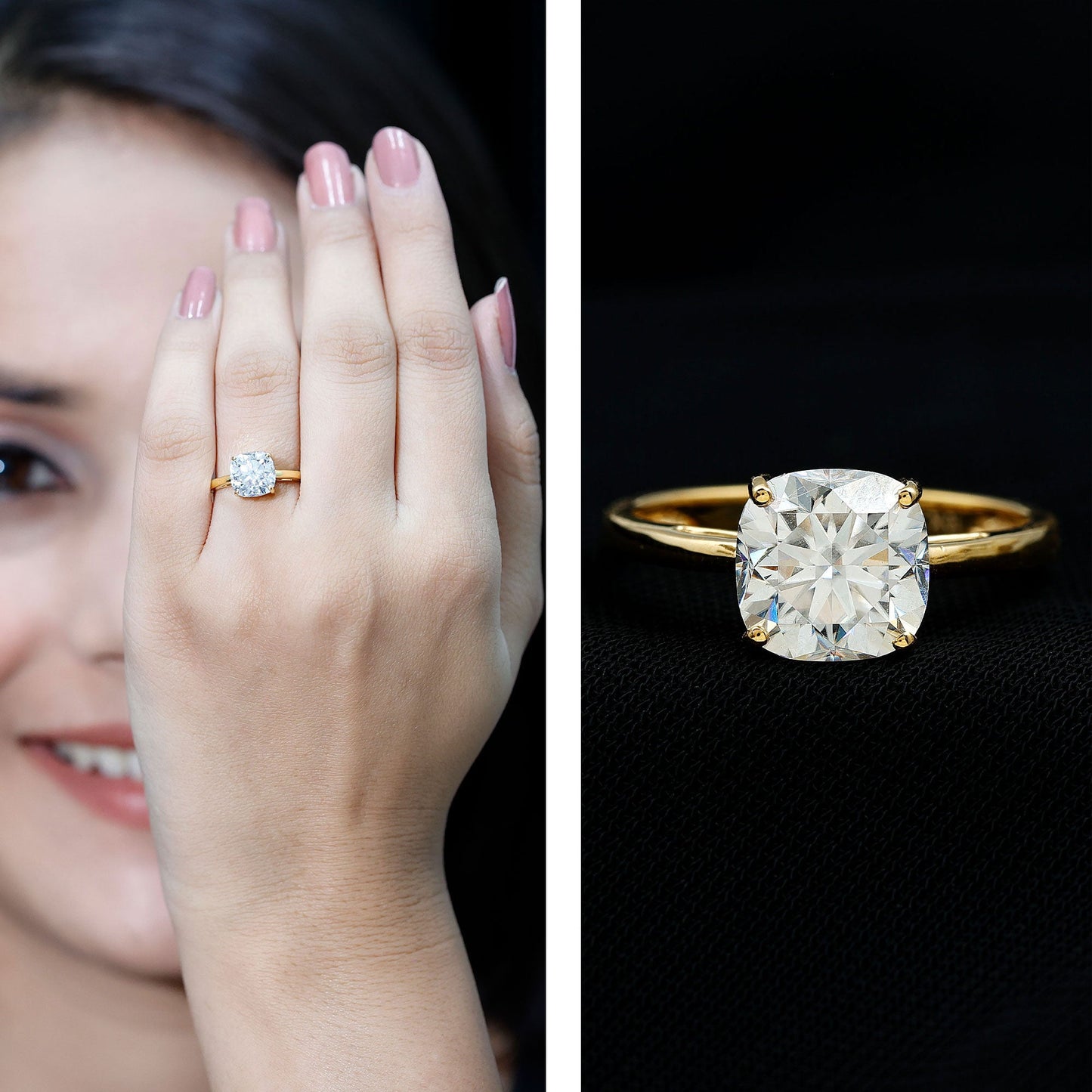 3 CT Cushion Cut Certified Moissanite Solitaire Engagement Ring