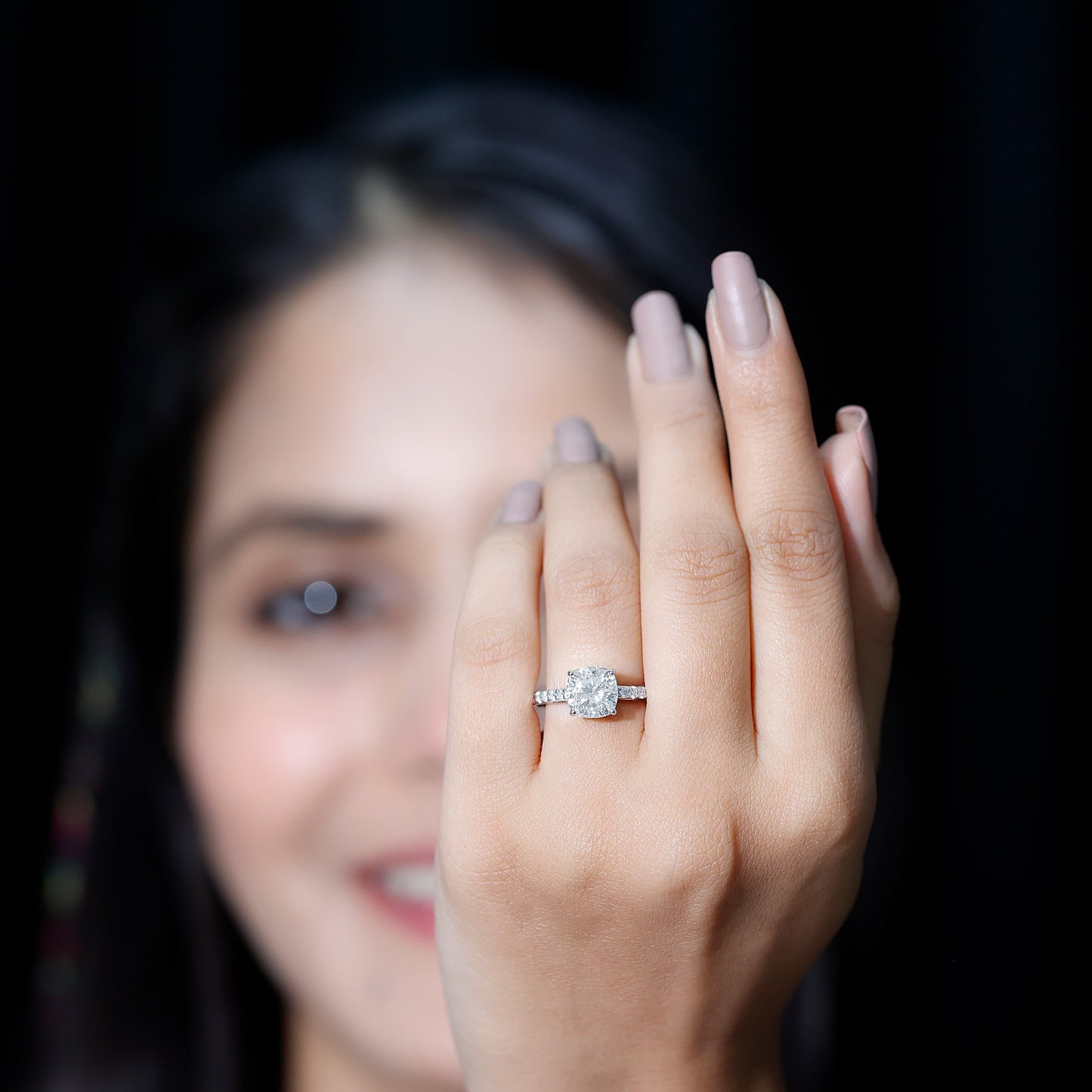 3 CT Cushion Cut Moissanite Solitaire Engagement Ring