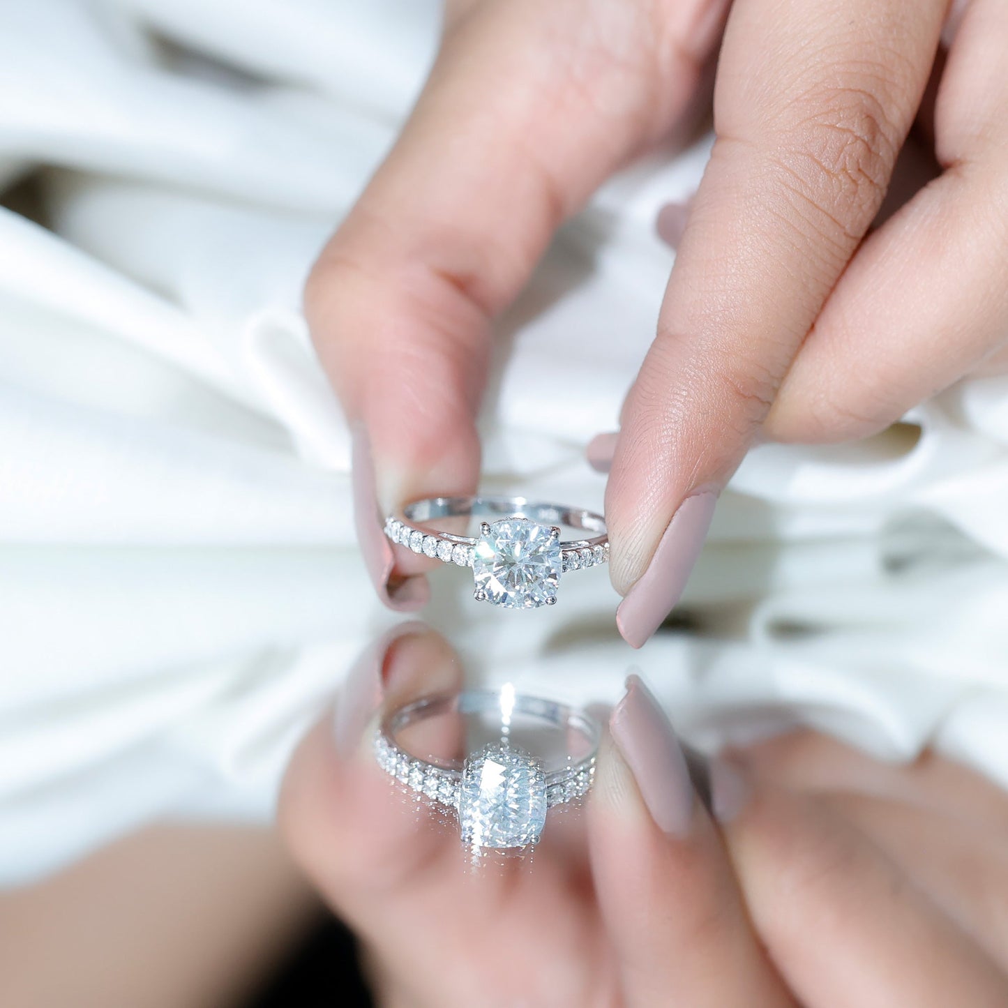 3 CT Cushion Cut Moissanite Solitaire Engagement Ring