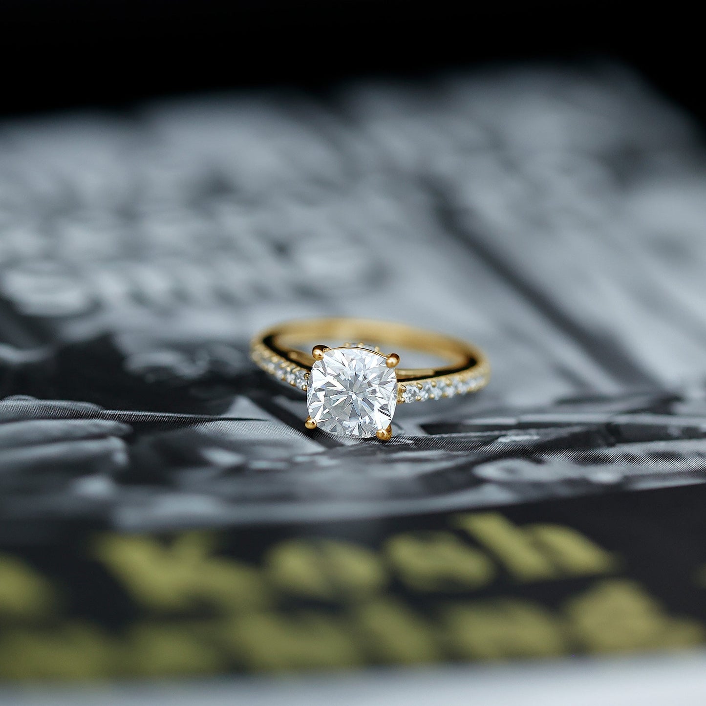 3 CT Cushion Cut Moissanite Solitaire Engagement Ring