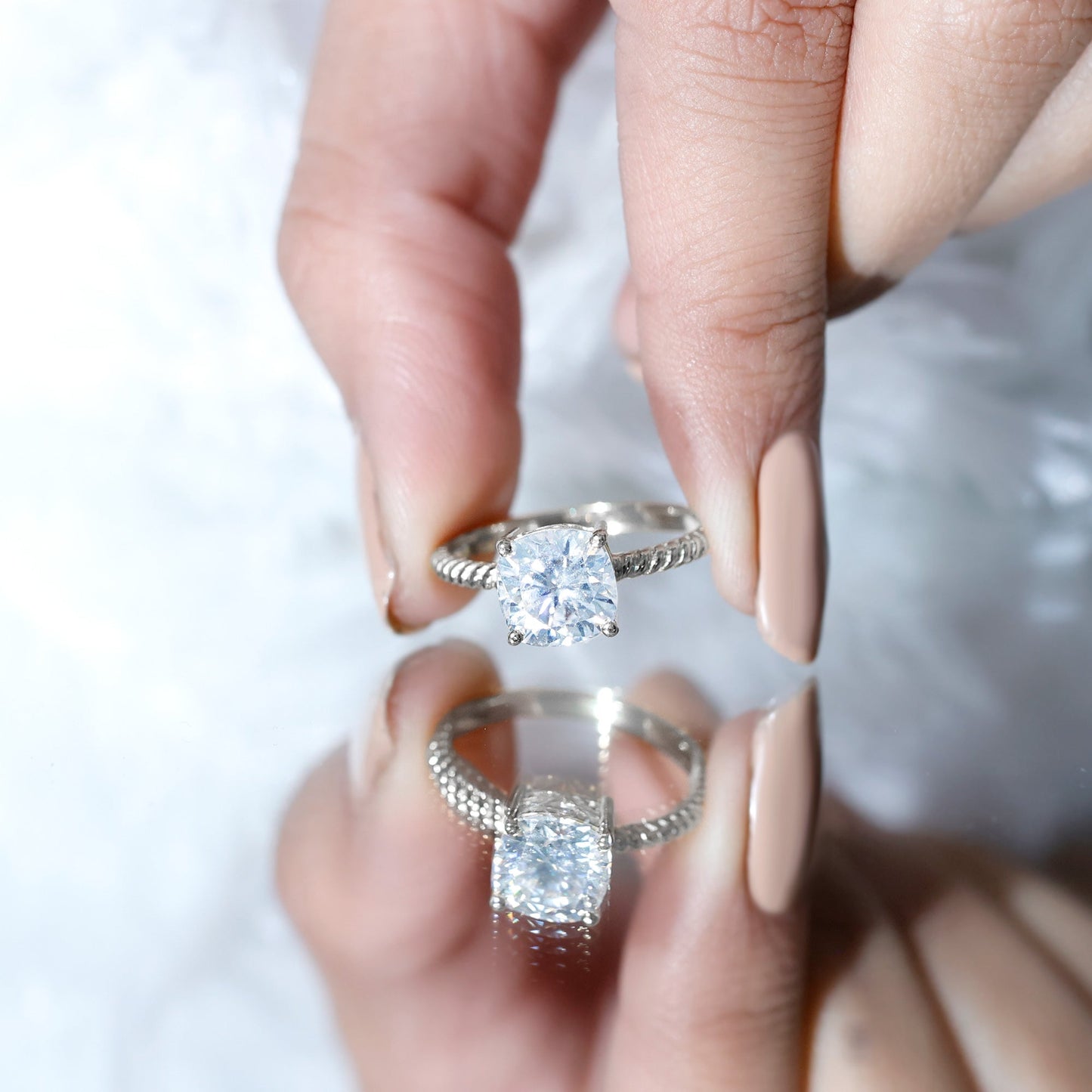3 CT Certified Moissanite Cushion Cut Engagement Ring