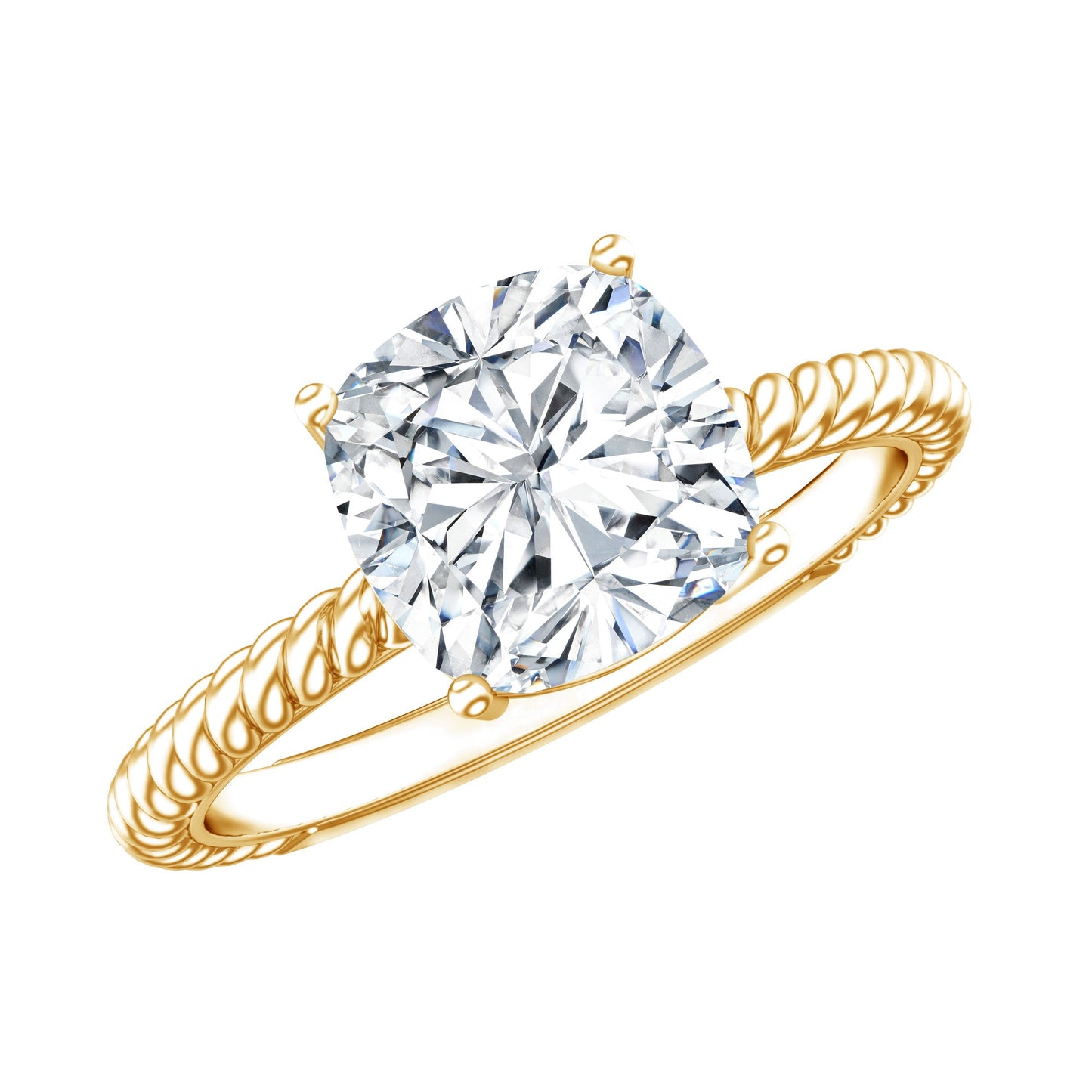 3 CT Certified Moissanite Cushion Cut Engagement Ring