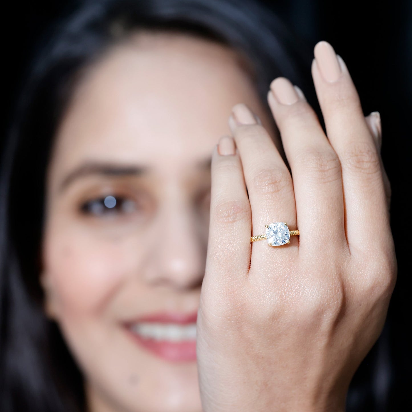 3 CT Certified Moissanite Cushion Cut Engagement Ring