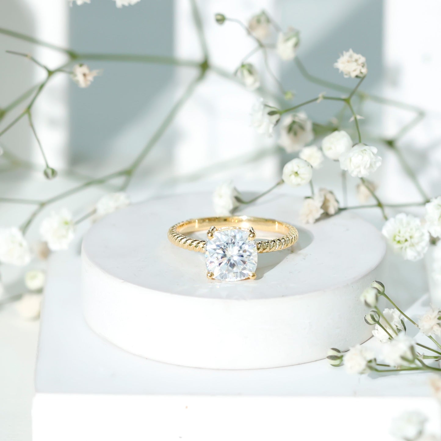 3 CT Certified Moissanite Cushion Cut Engagement Ring