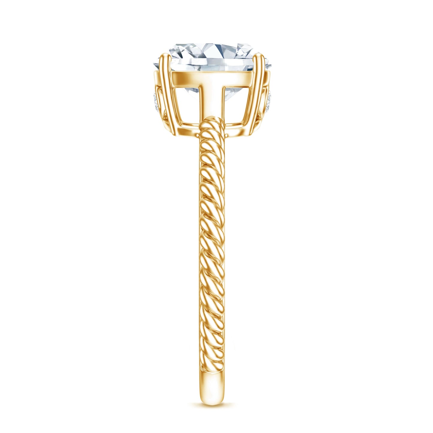 Cushion Cut Moissanite Solitaire Engagement Ring with Twisted Rope