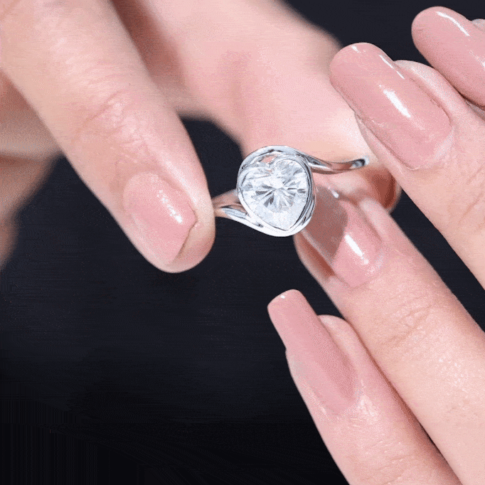 Heart Shape Moissanite Bypass Engagement Ring for Women