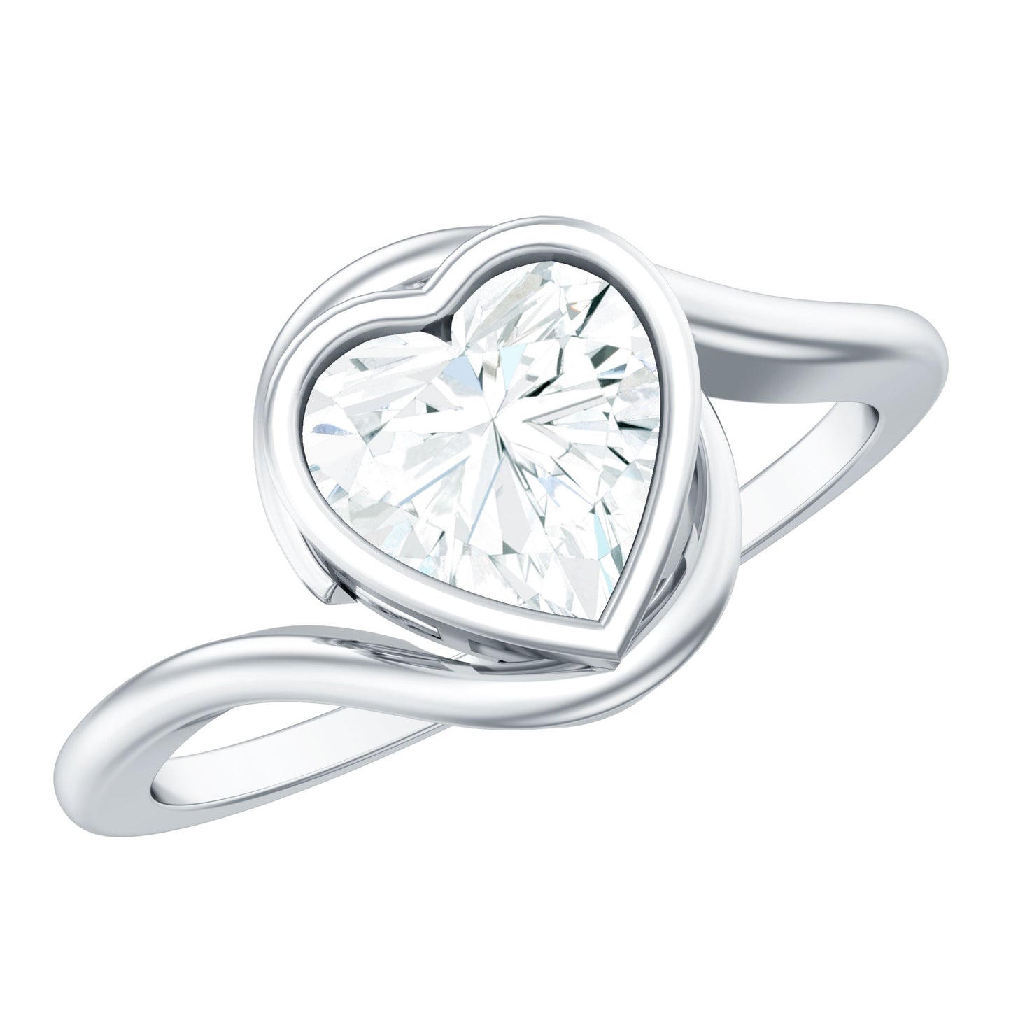Heart Shape Moissanite Bypass Engagement Ring for Women