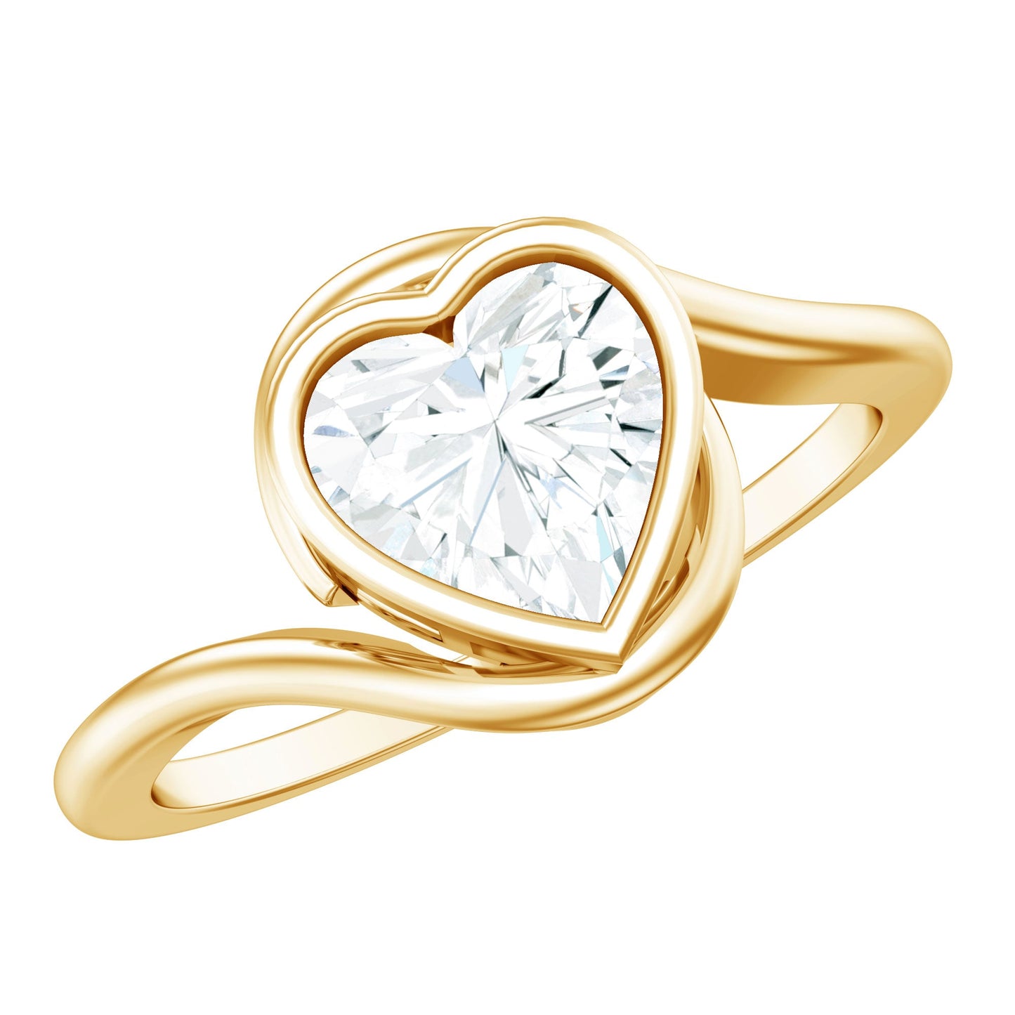 Heart Shape Moissanite Bypass Engagement Ring for Women