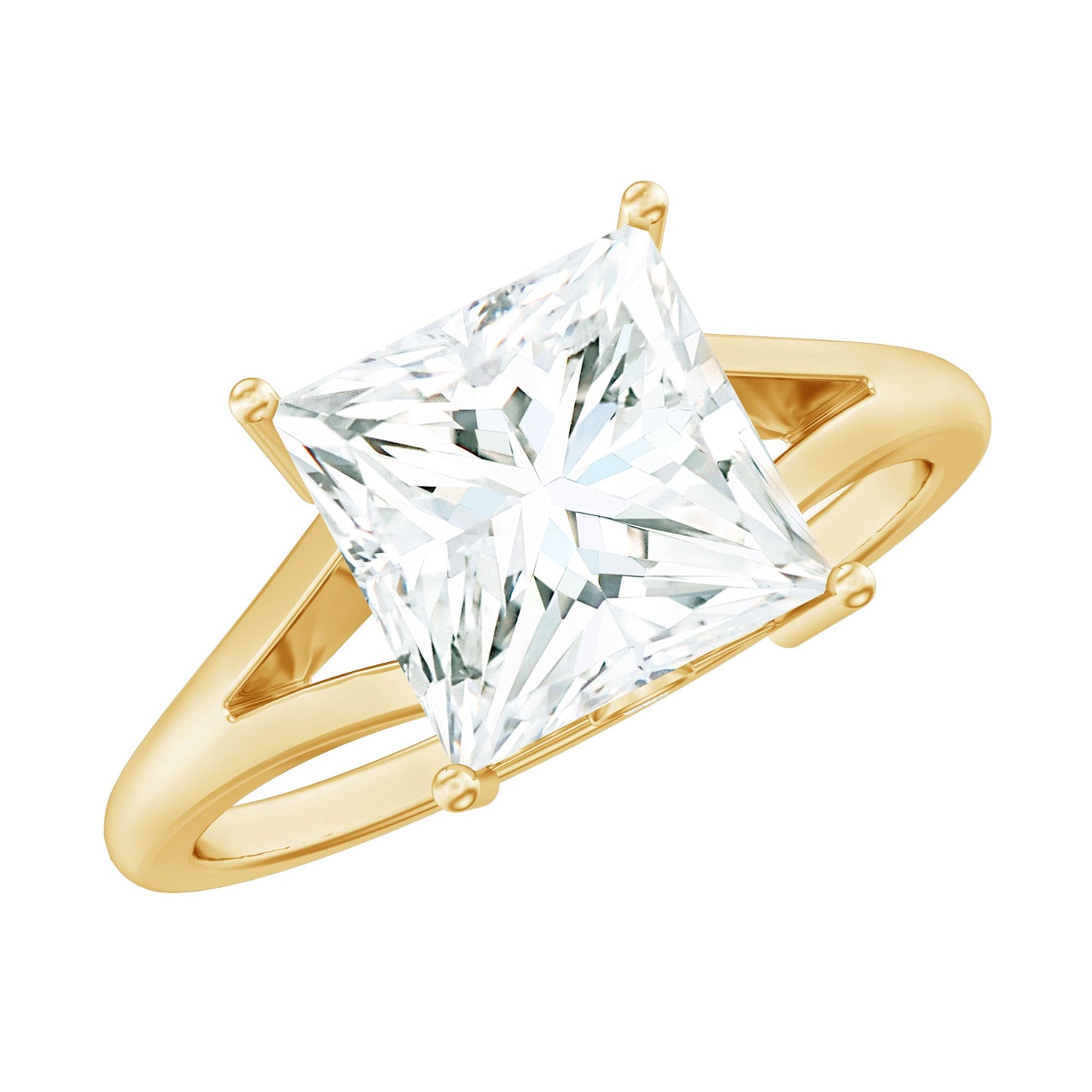 Certified 3 Carat Moissanite Princess Cut Engagement Ring with Split Shank