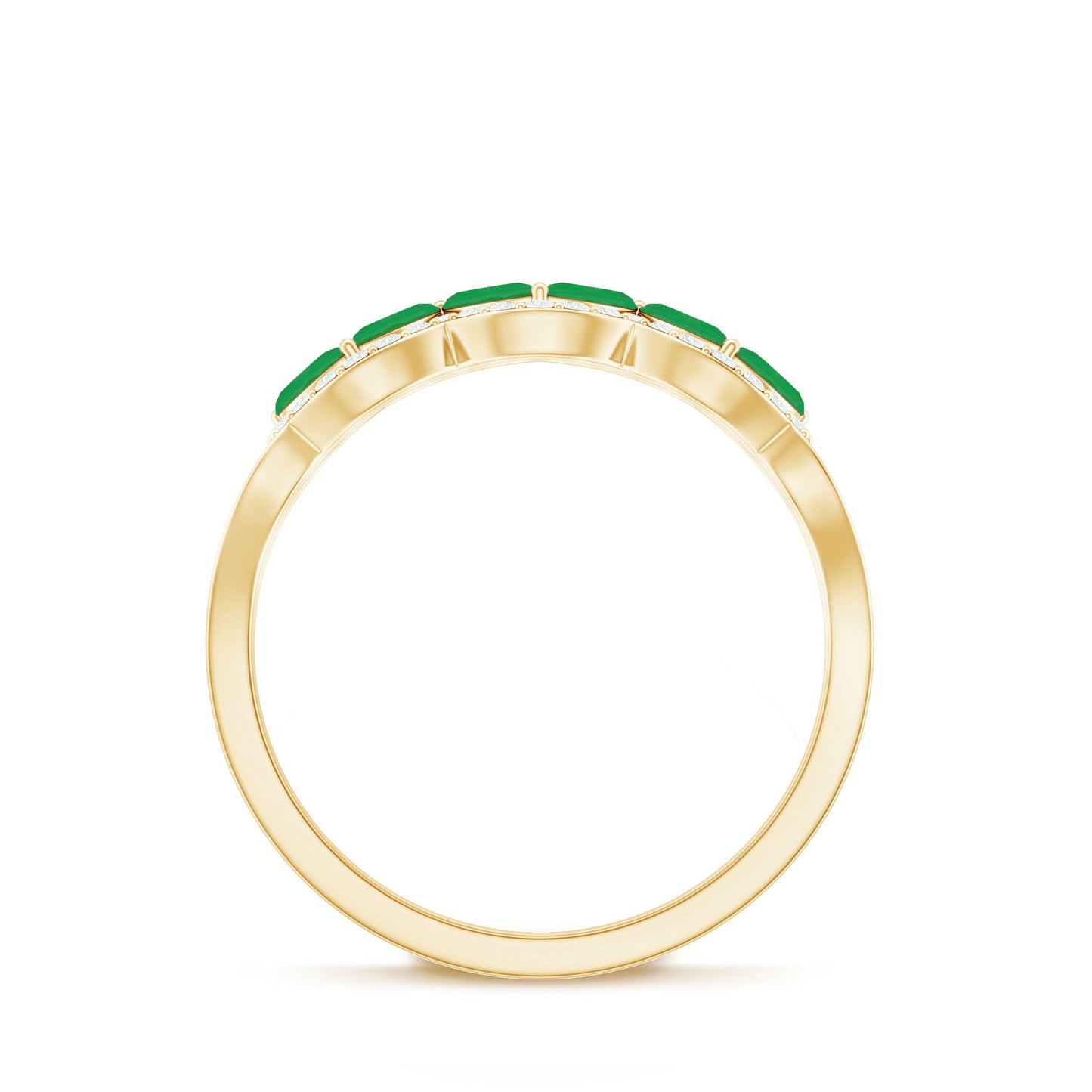 Natural Marquise Emerald Half Eternity Anniversary Ring with Diamond