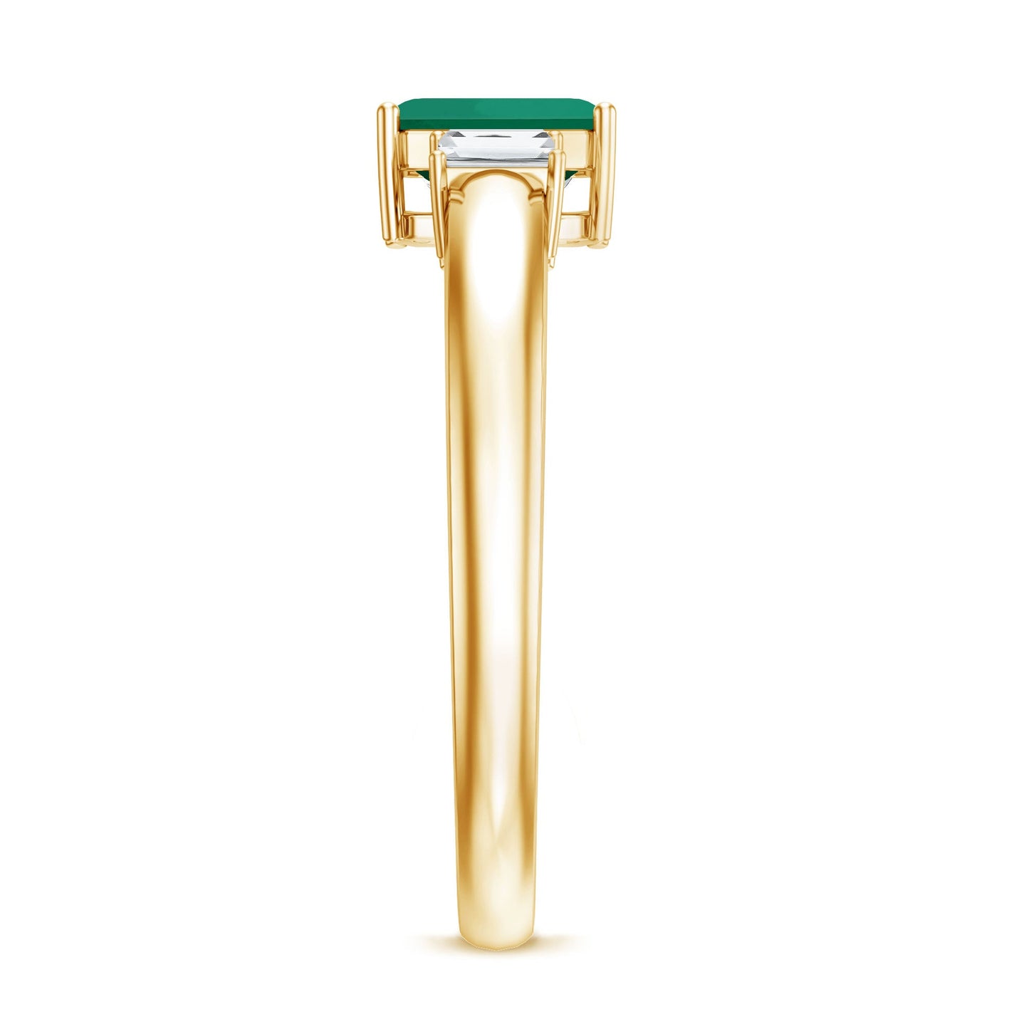 Emerald Cut Emerald and Diamond 3 Stone Promise Ring for Her