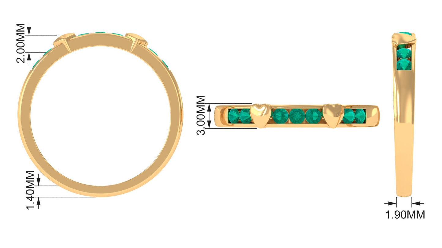 Natural Emerald Heart Eternity Ring in Channel Setting