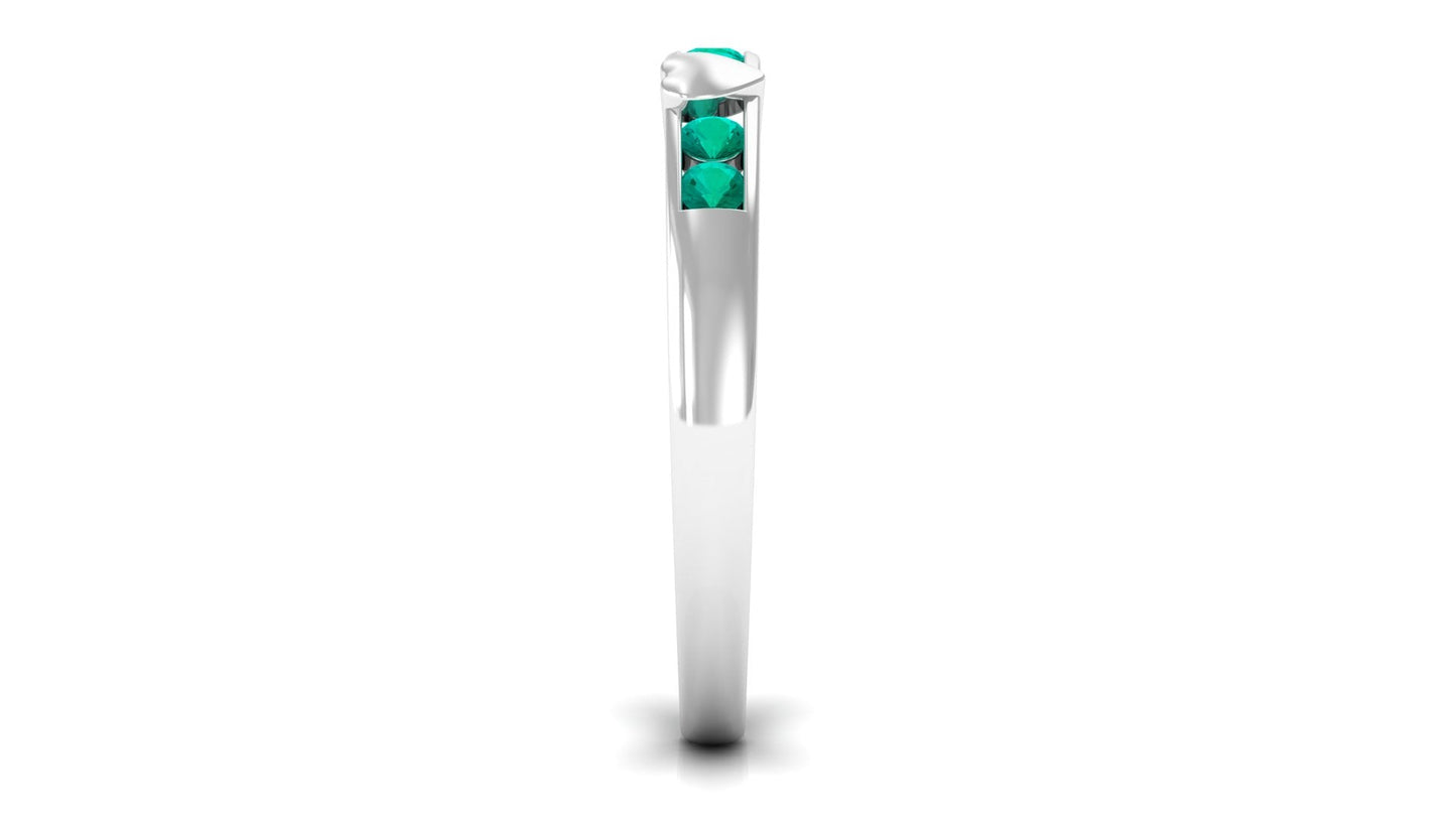 Natural Emerald Heart Eternity Ring in Channel Setting