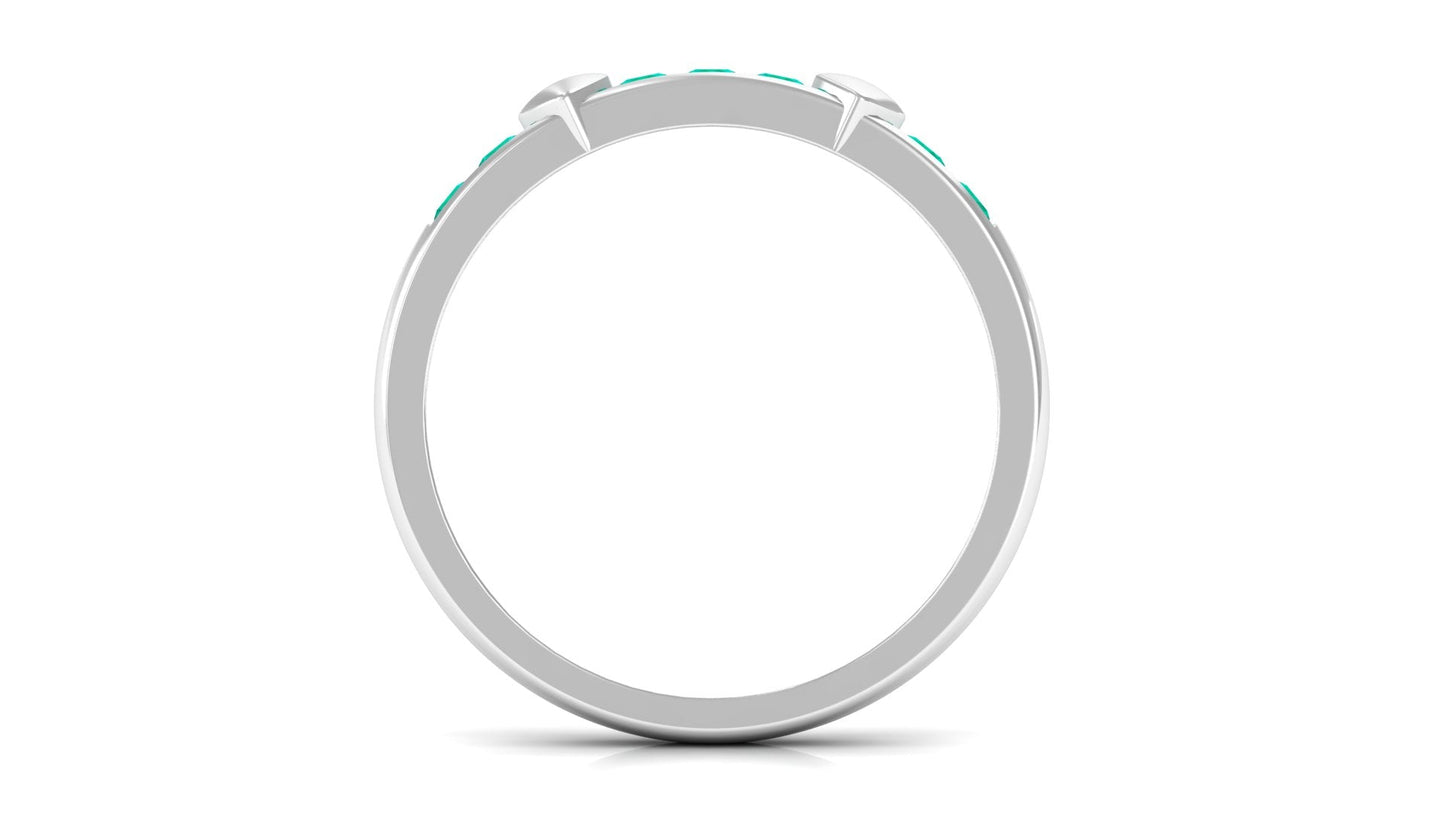 Natural Emerald Heart Eternity Ring in Channel Setting