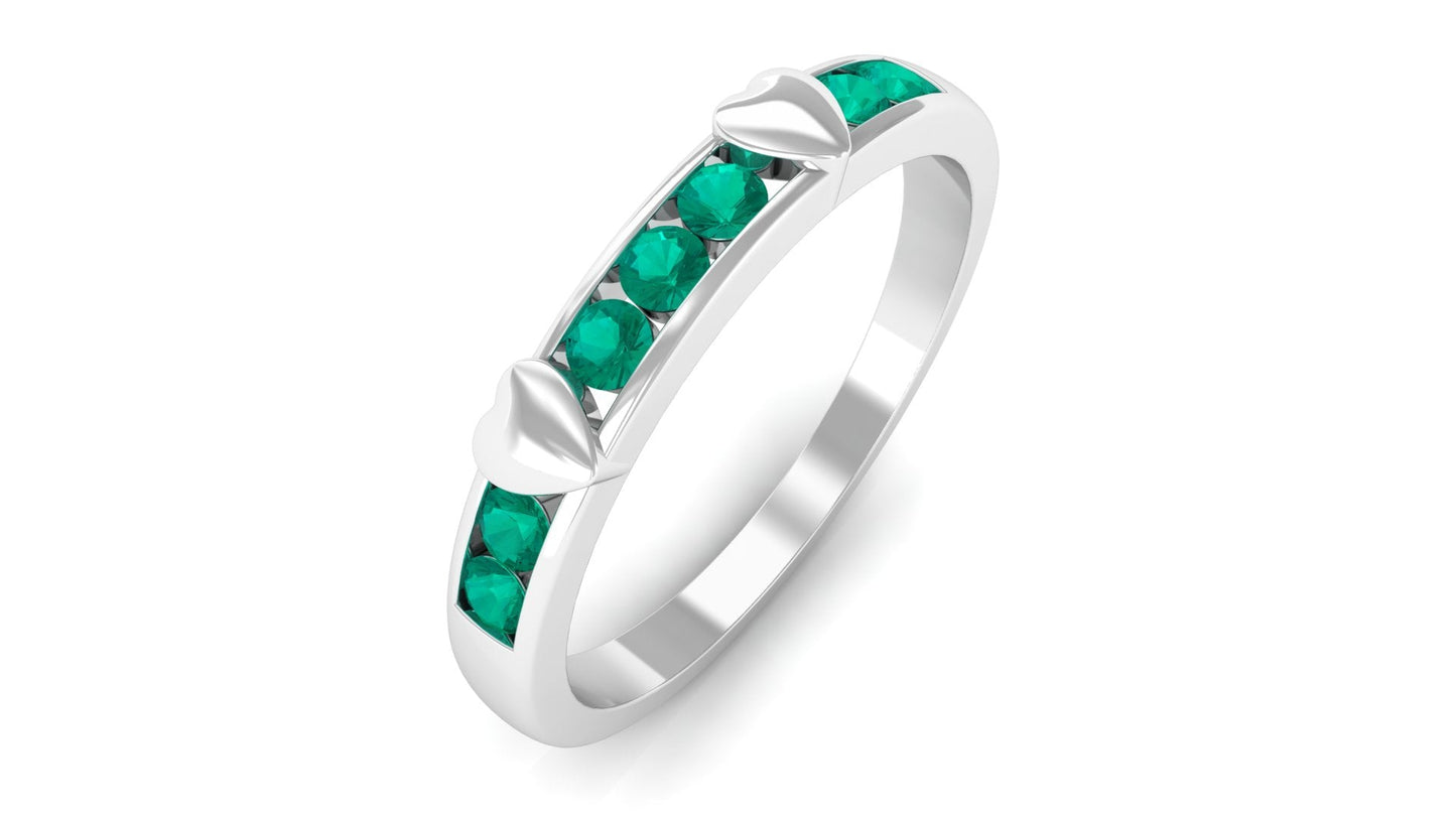 Natural Emerald Heart Eternity Ring in Channel Setting