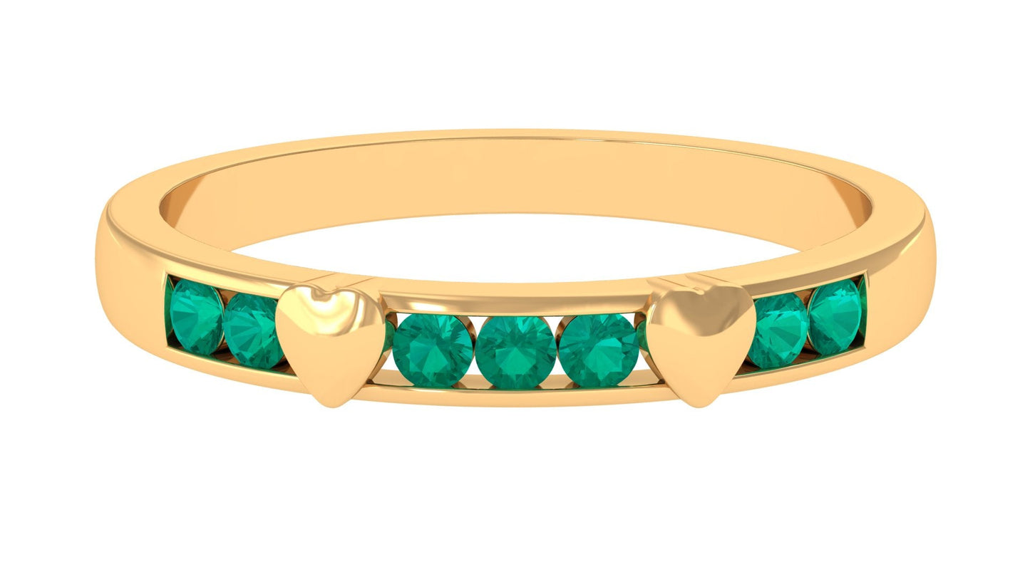 Natural Emerald Heart Eternity Ring in Channel Setting