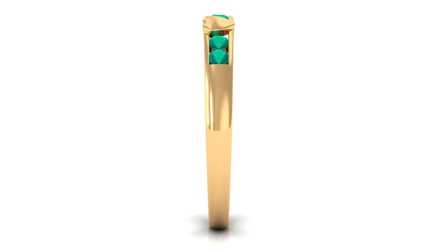 Natural Emerald Heart Eternity Ring in Channel Setting