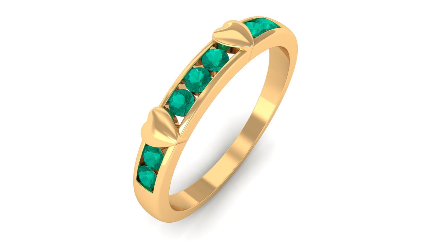 Natural Emerald Heart Eternity Ring in Channel Setting