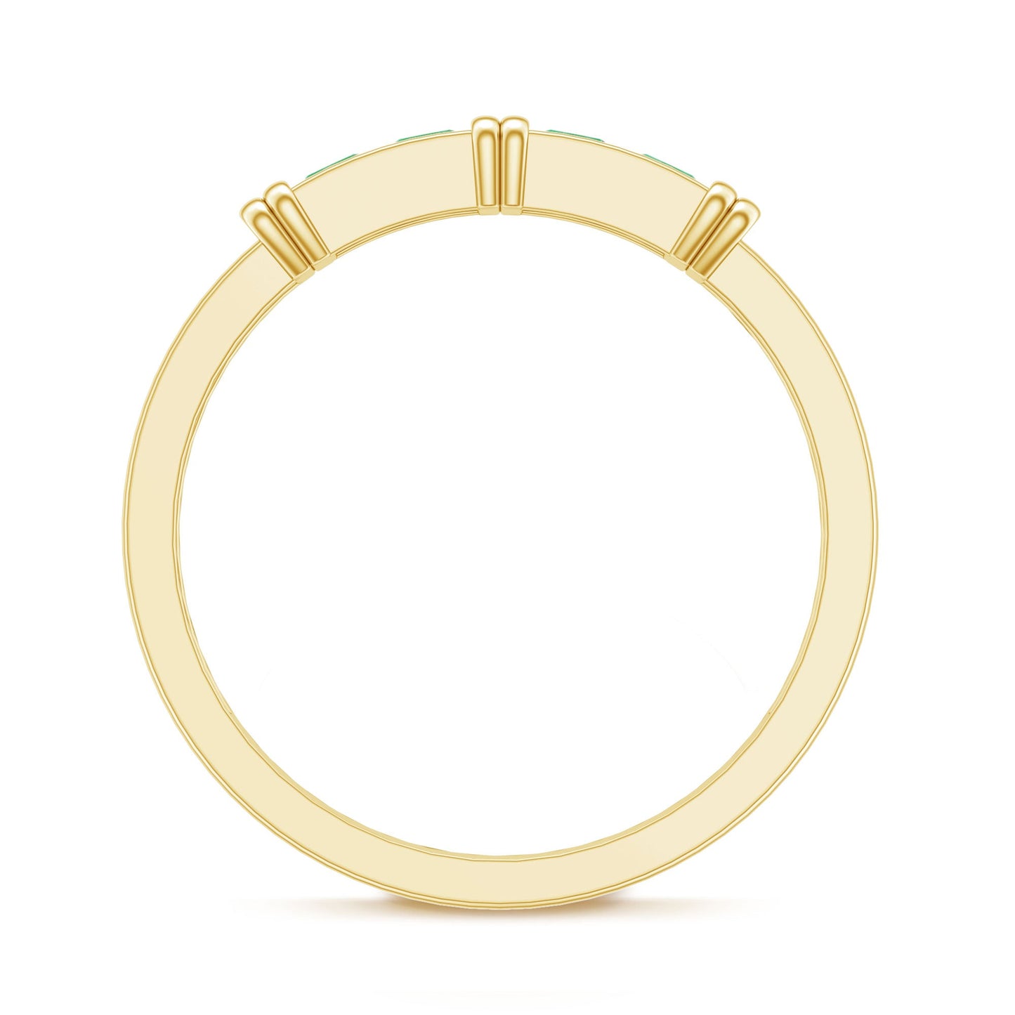 Princess Cut Real Emerald Band Ring in Channel Setting