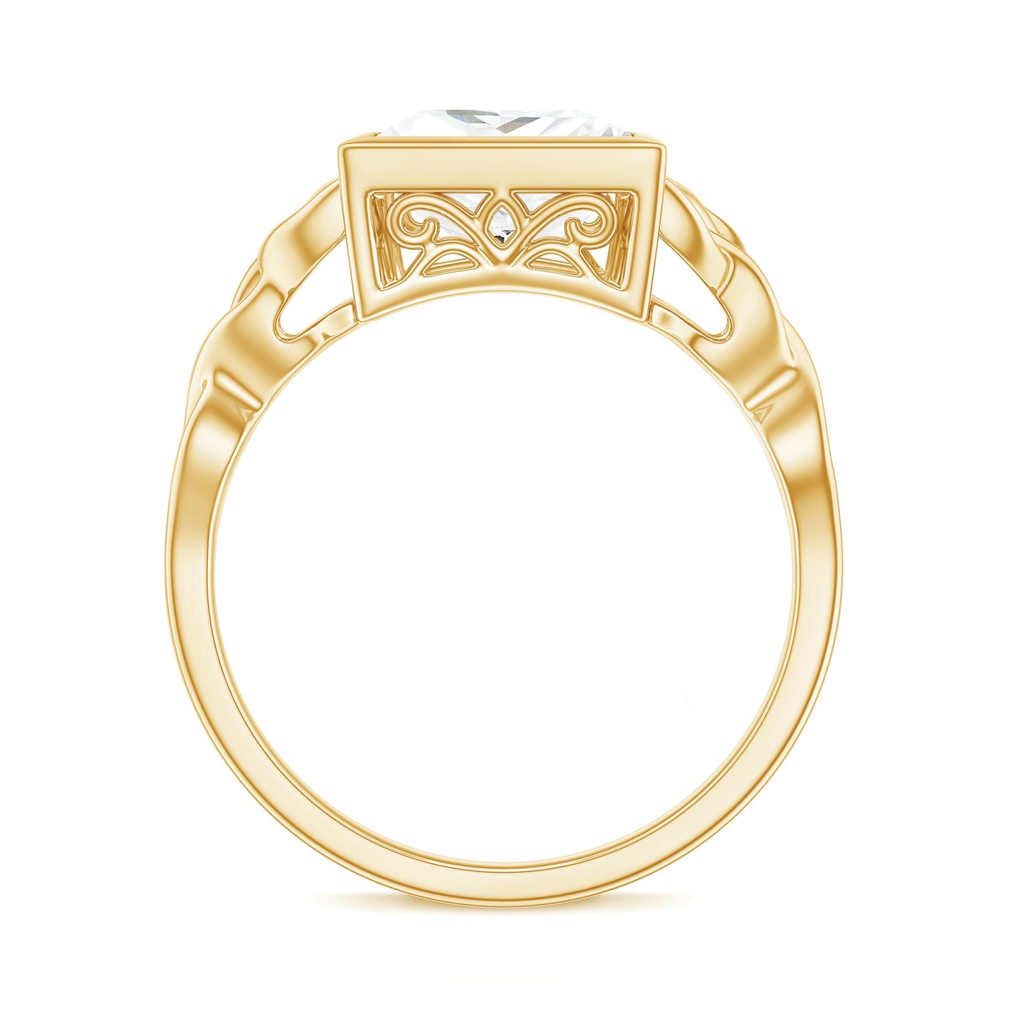 Princess Cut Moissanite Celtic Engagement Ring in Bezel Setting