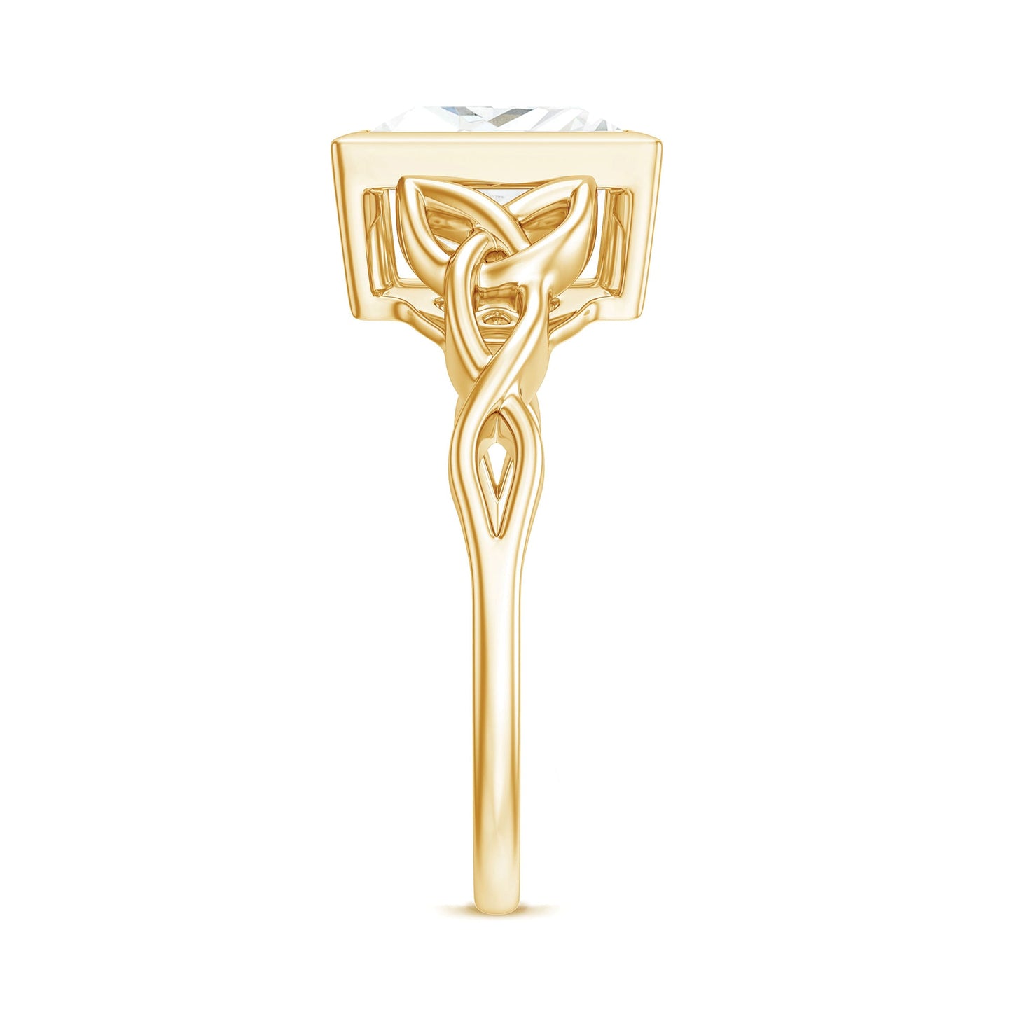 Princess Cut Moissanite Celtic Engagement Ring in Bezel Setting