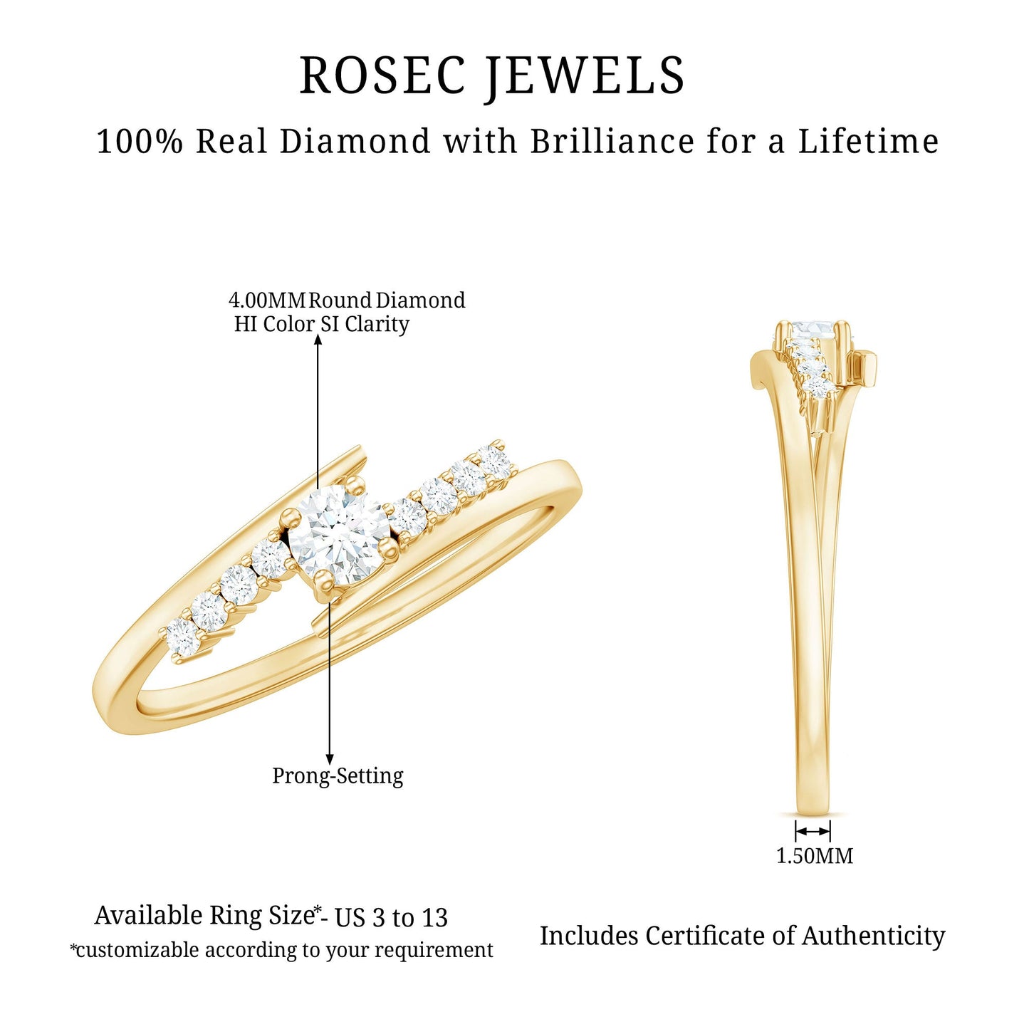 Diamond Promise Ring with Bypass Shank