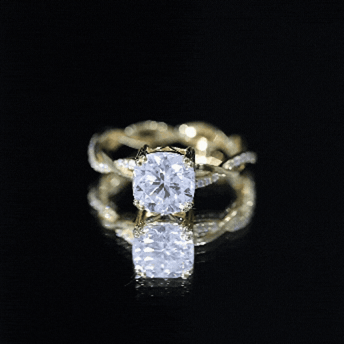 Cushion Cut Solitaire Moissanite Braided Engagement Ring